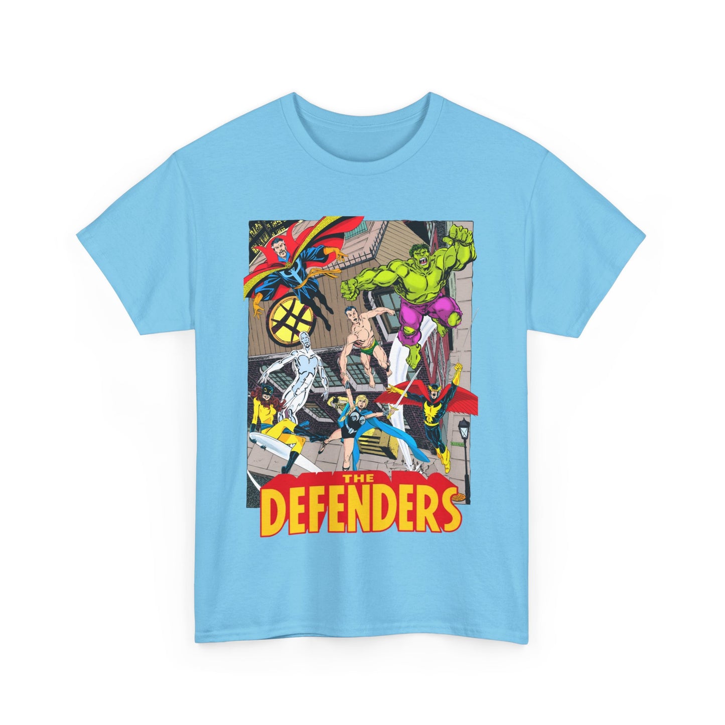 Defenders T-Shirt - John Byrne Art - Marvel Comics - Dr Strange, Nighthawk, Hulk