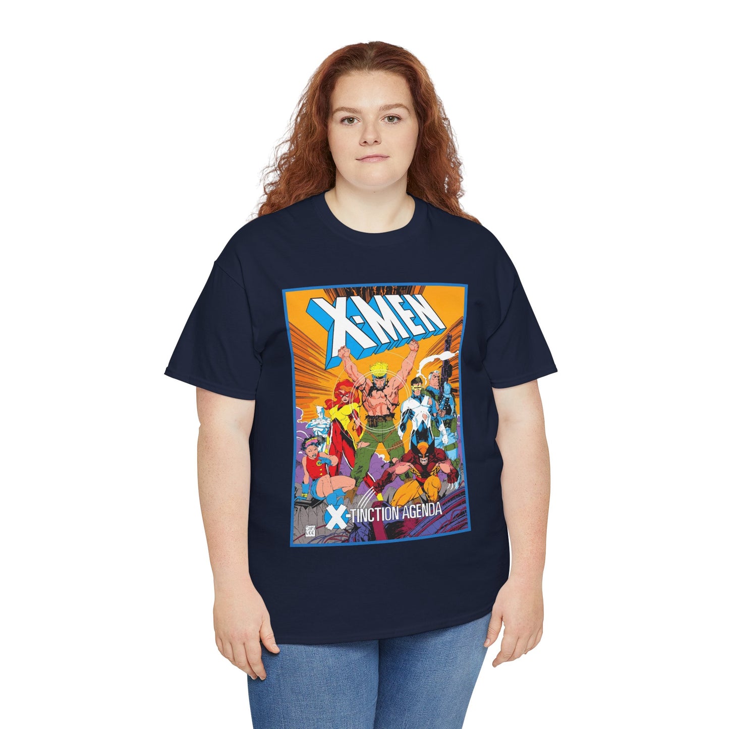 Uncanny X-Men T-Shirt - Jim Lee Art - Wolverine, Cyclops, Jean Grey, Cable, Iceman, Havok, Jubilee - X-Tinction Agenda - Marvel Comics