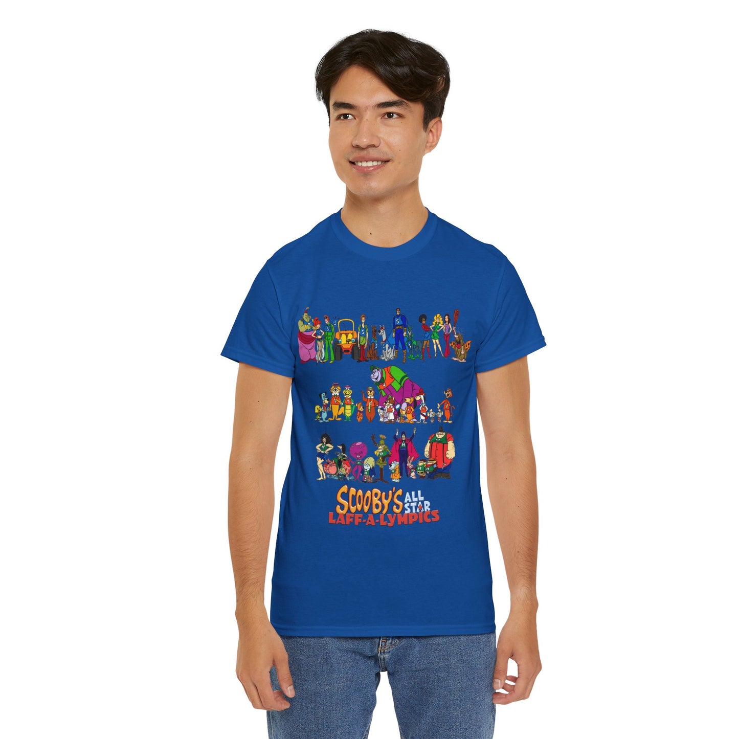 Scooby's All-Star Laff-A-Lympics T-Shirt - Hanna-Barbera Cartoon - Speed Buggy, Yogi Bear, Grape Ape, Scooby Dum, Shaggy, Wally Gator