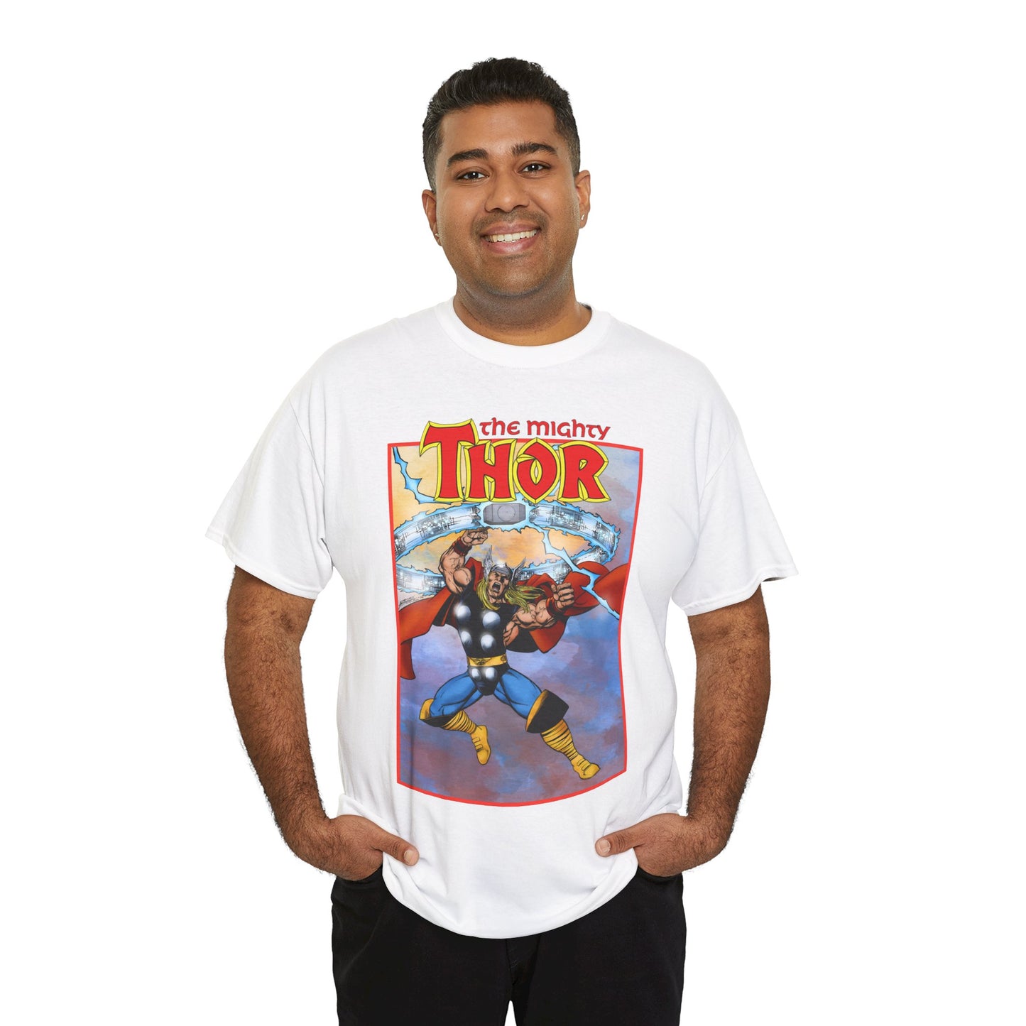 The Mighty Thor T-Shirt - George Perez Art - Mjolnir - Avengers Member - God of Thunder - Asgard Warrior - Marvel Comics