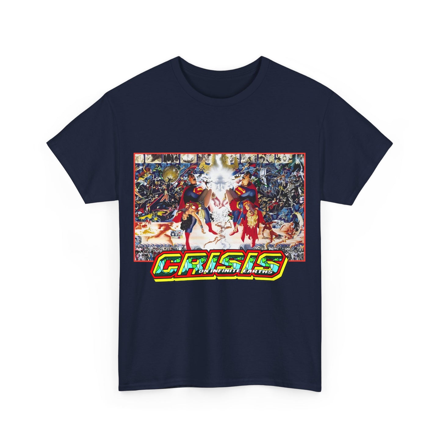 Crisis on Infinite Earths T-Shirt - Alex Ross & George Perez Art - Superman, Wonder Woman, Supergirl, Flash, Monitor, Anti-Monitor - DC Comics