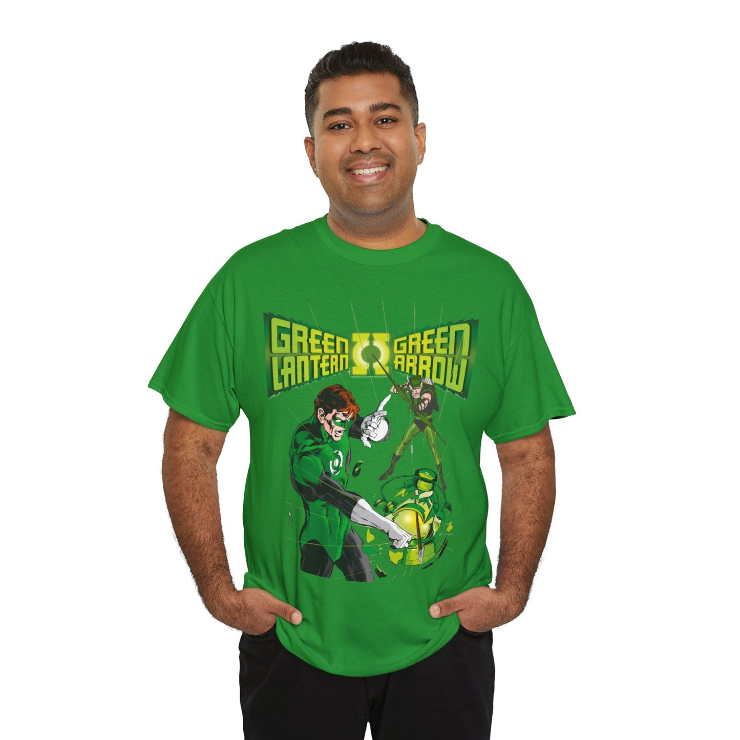 Green Lantern & Green Arrow T-Shirt - Neal Adams Art - Hal Jordan & Oliver Queen - Justice League Members - 1970s DC Comics