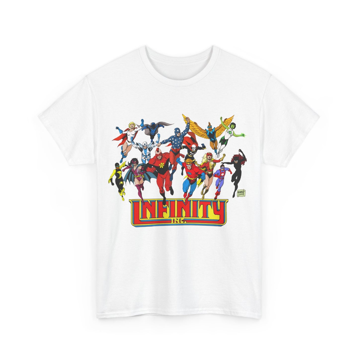 Infinity Inc Shirt - Tom Grummett Art - Jade, Obsidian, Huntress, Power Girl, Fury, Silver Scarab, Wildcat, Star-Spangled Kid - JSA Successors - DC Comics