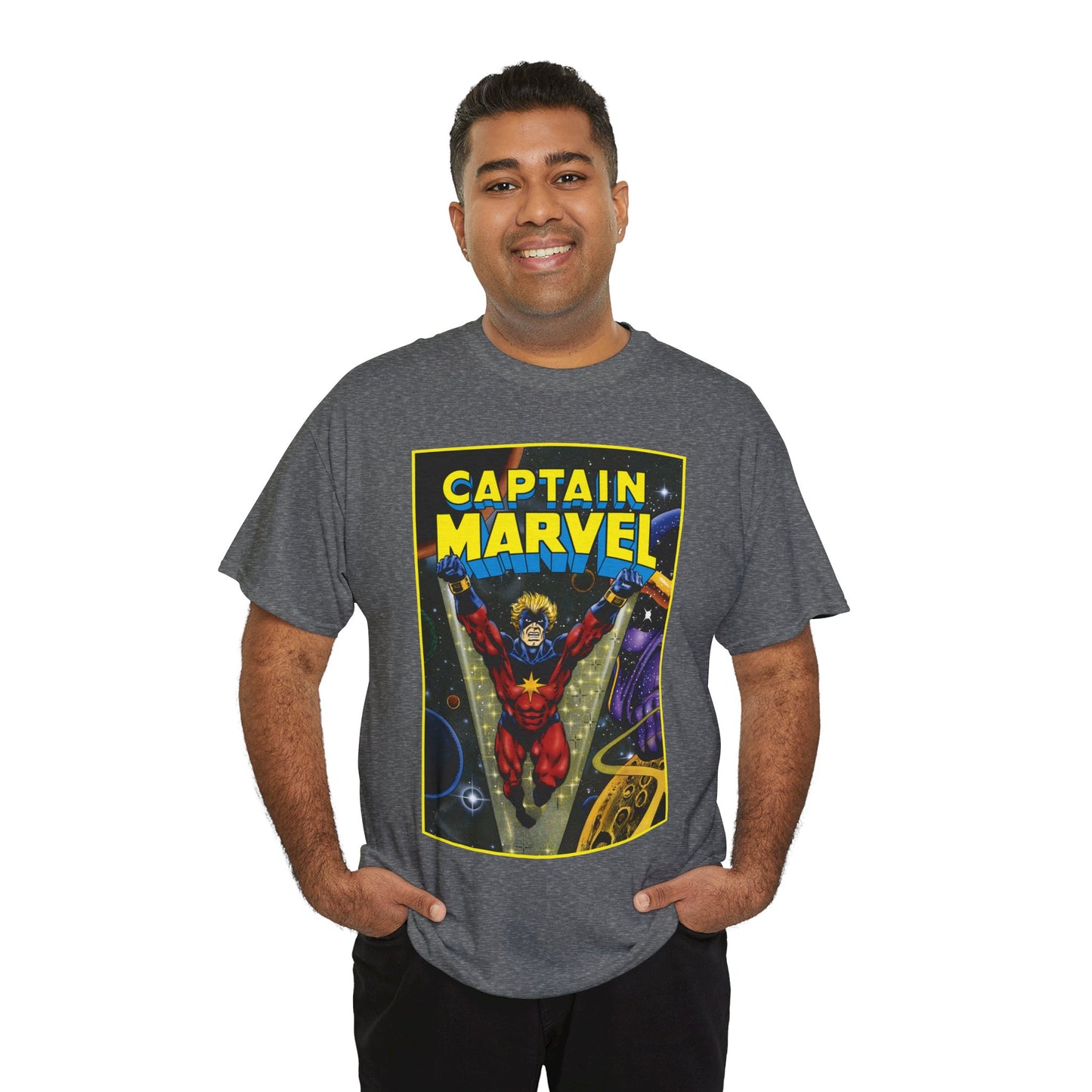 Captain Marvel T-Shirt - Mar-Vell - Thanos - Jim Starlin Art - 1970s Cosmic Superhero - Marvel Comics