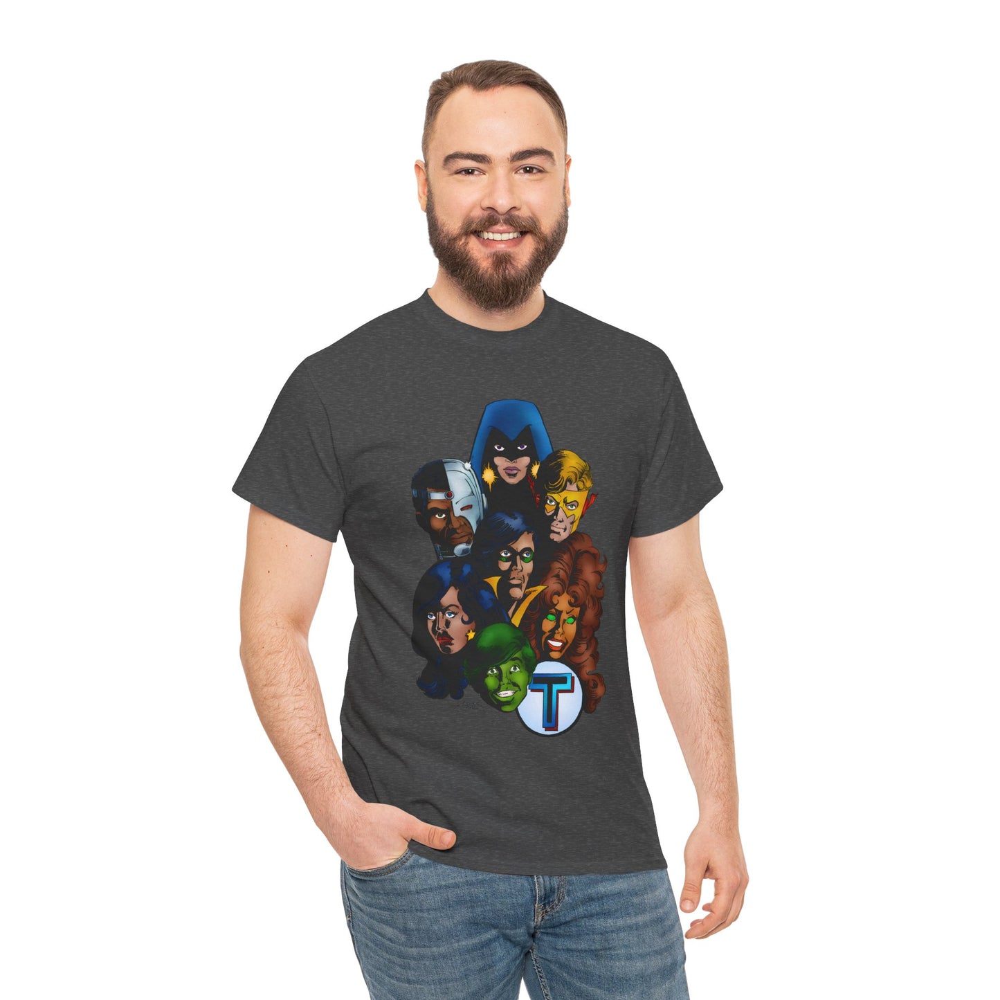 New Teen Titans T-Shirt - George Perez Art - Robin, Wonder Girl, Cyborg, Raven, Starfire, Kid Flash - DC Comics