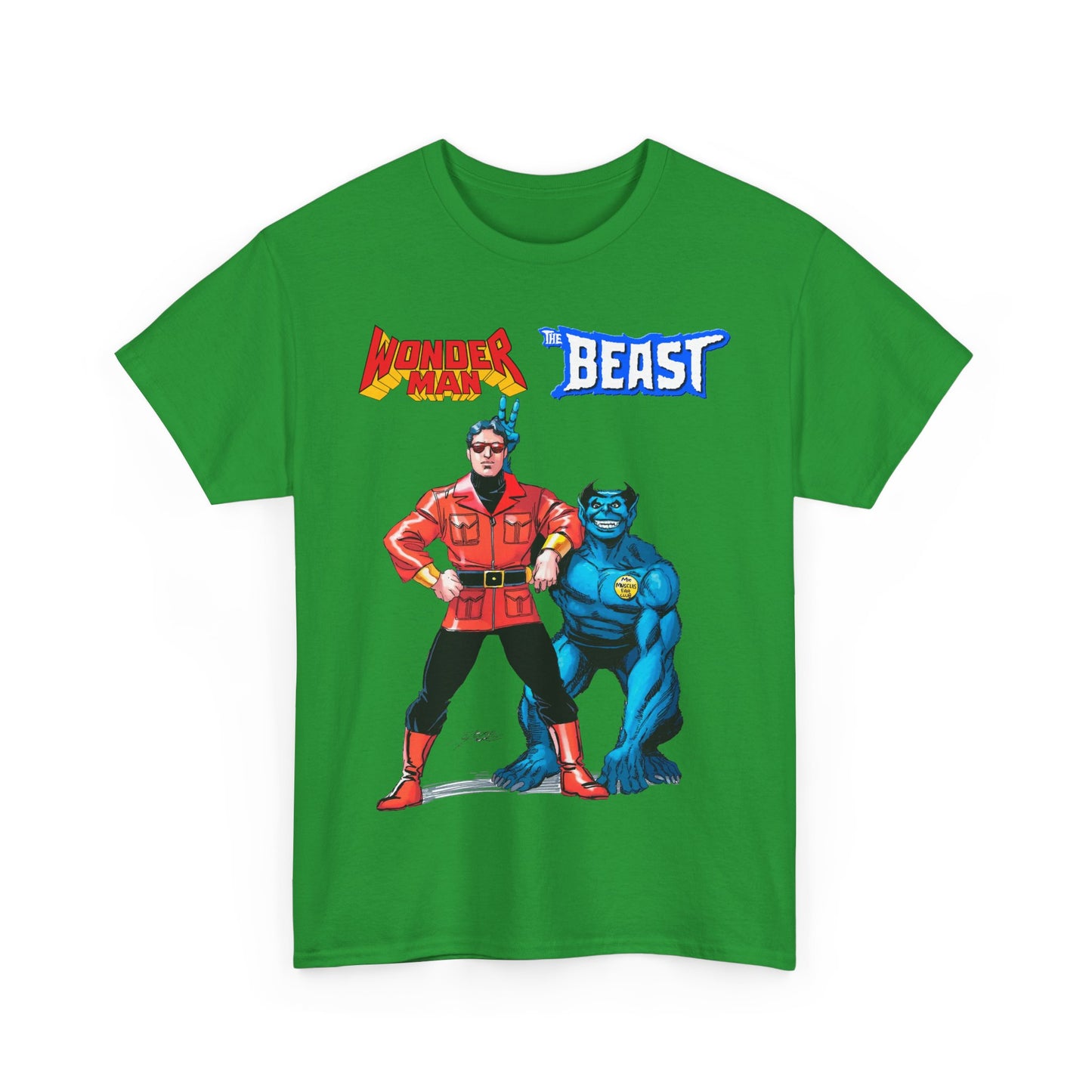Wonder Man & Beast T-Shirt - George Perez Art - Popular Avengers, X-Men Members - Simon Williams & Hank McCoy - Marvel Comics