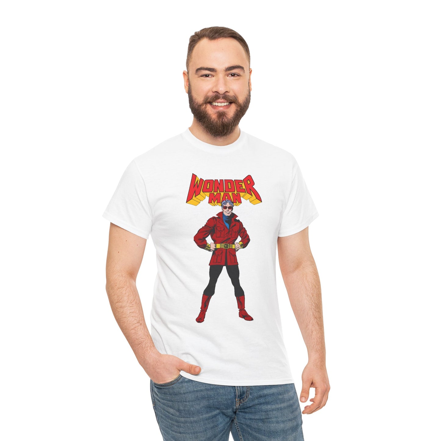 Wonder Man T-Shirt - George Perez Art - West Coast Avengers - Marvel Comics - Simon Williams - Safari Jacket Look