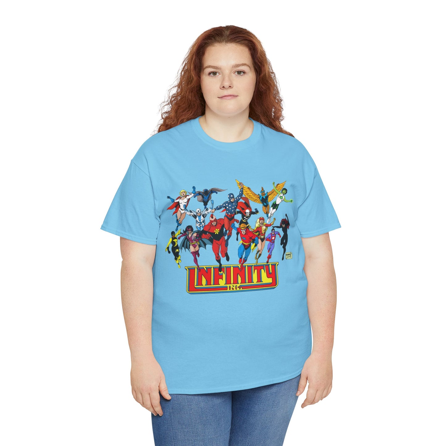 Infinity Inc Shirt - Tom Grummett Art - Jade, Obsidian, Huntress, Power Girl, Fury, Silver Scarab, Wildcat, Star-Spangled Kid - JSA Successors - DC Comics