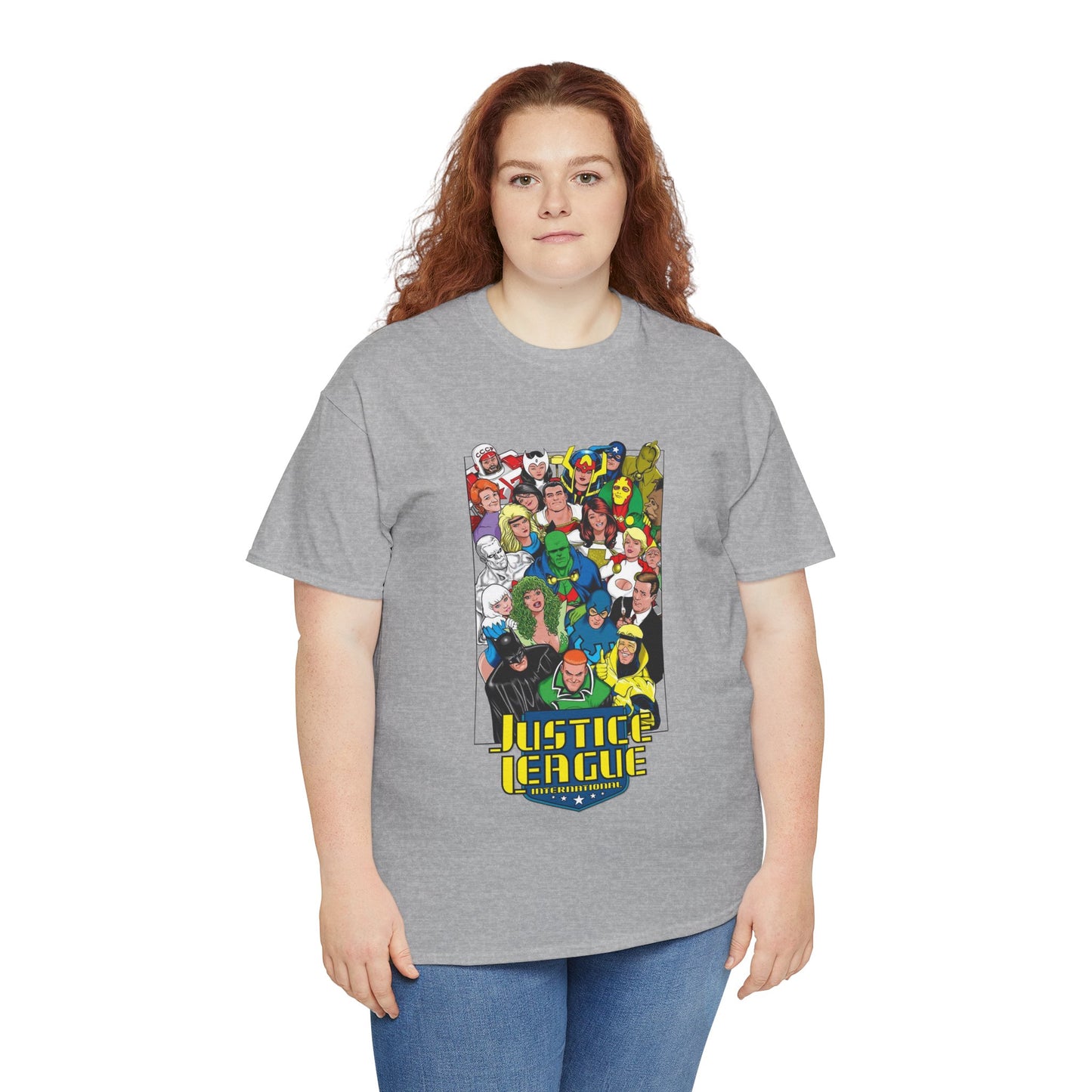 Justice League International T-Shirt - DC Comics - JLI - Kevin Maguire Art - Blue Beetle, Booster Gold, Martian Manhunter, Captain Atom