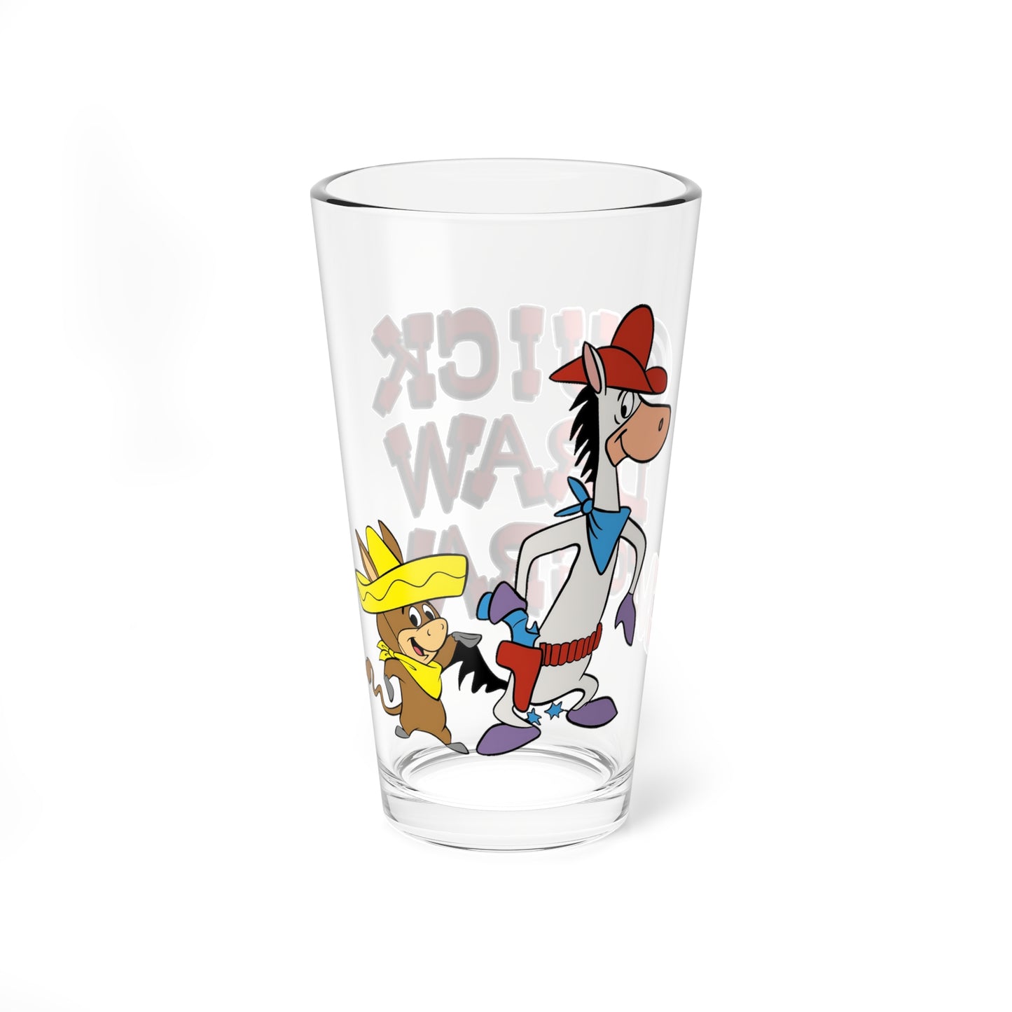 Quick Draw McGraw & Baba Looey Pint Glass, 16oz - Popular Hanna-Barbera Cartoon 1960s TV Series