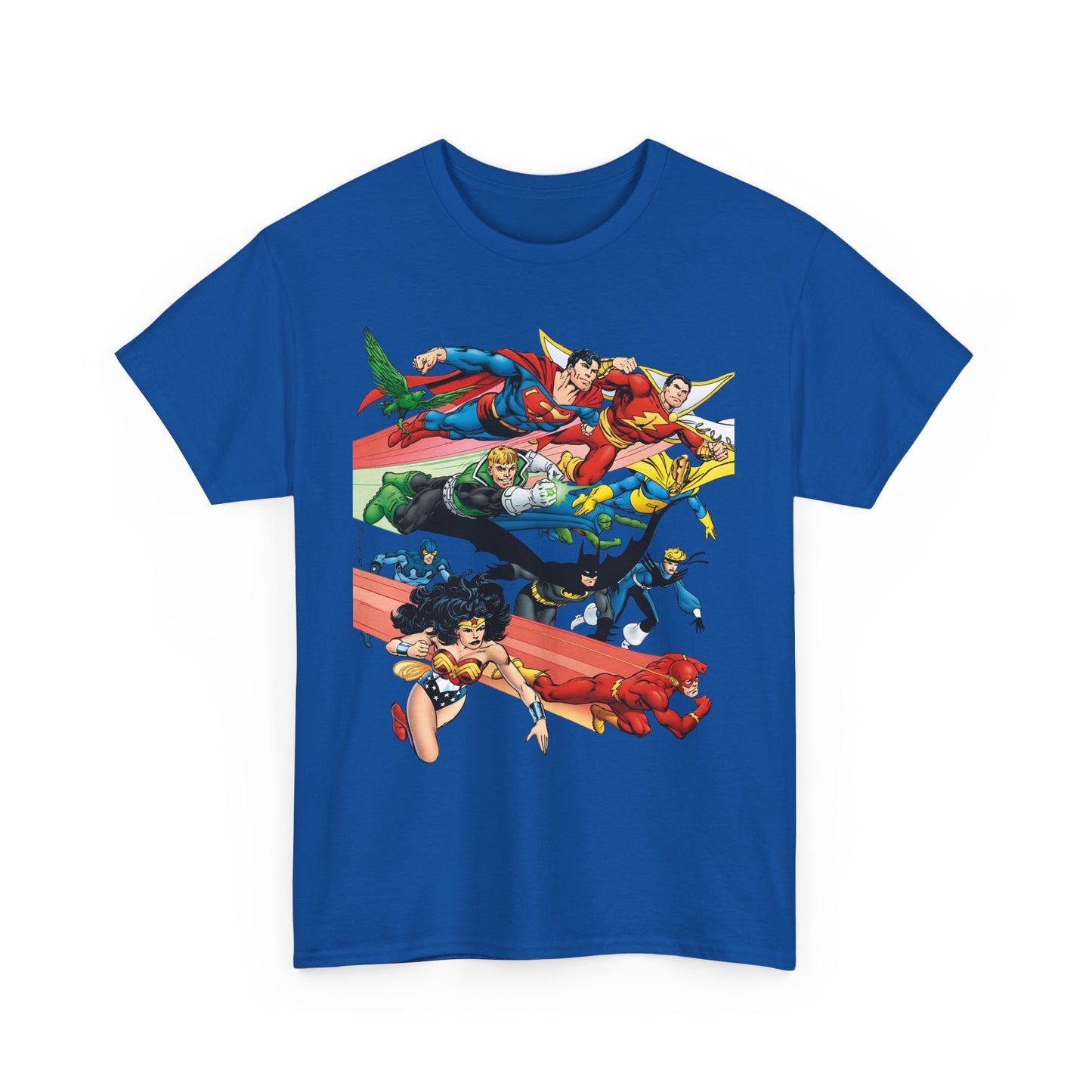 DC Legends T-Shirt - John Byrne Art - Superman, Dr Fate, Blue Beetle, Wonder Woman, Black Canary, Guy Gardner - DC Comics