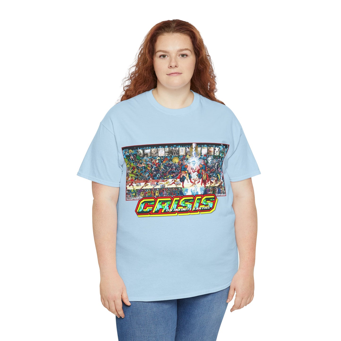 Crisis on Infinite Earths T-Shirt - Jerry Ordway/George Perez Art - Updated 2025 Poster Art - Superman, Wonder Woman, Supergirl, Flash, Harbinger, Pariah, Obsidian, Firestorm - DC Comics