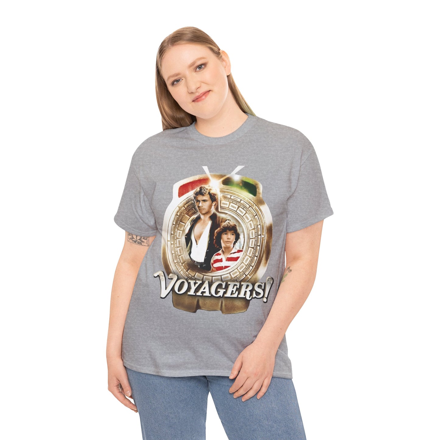 Voyagers T-Shirt - Jon-Erik Hexum, Meeno Peluce - Omni - Popular 1980s Time Travel TV Show - Cult Classic