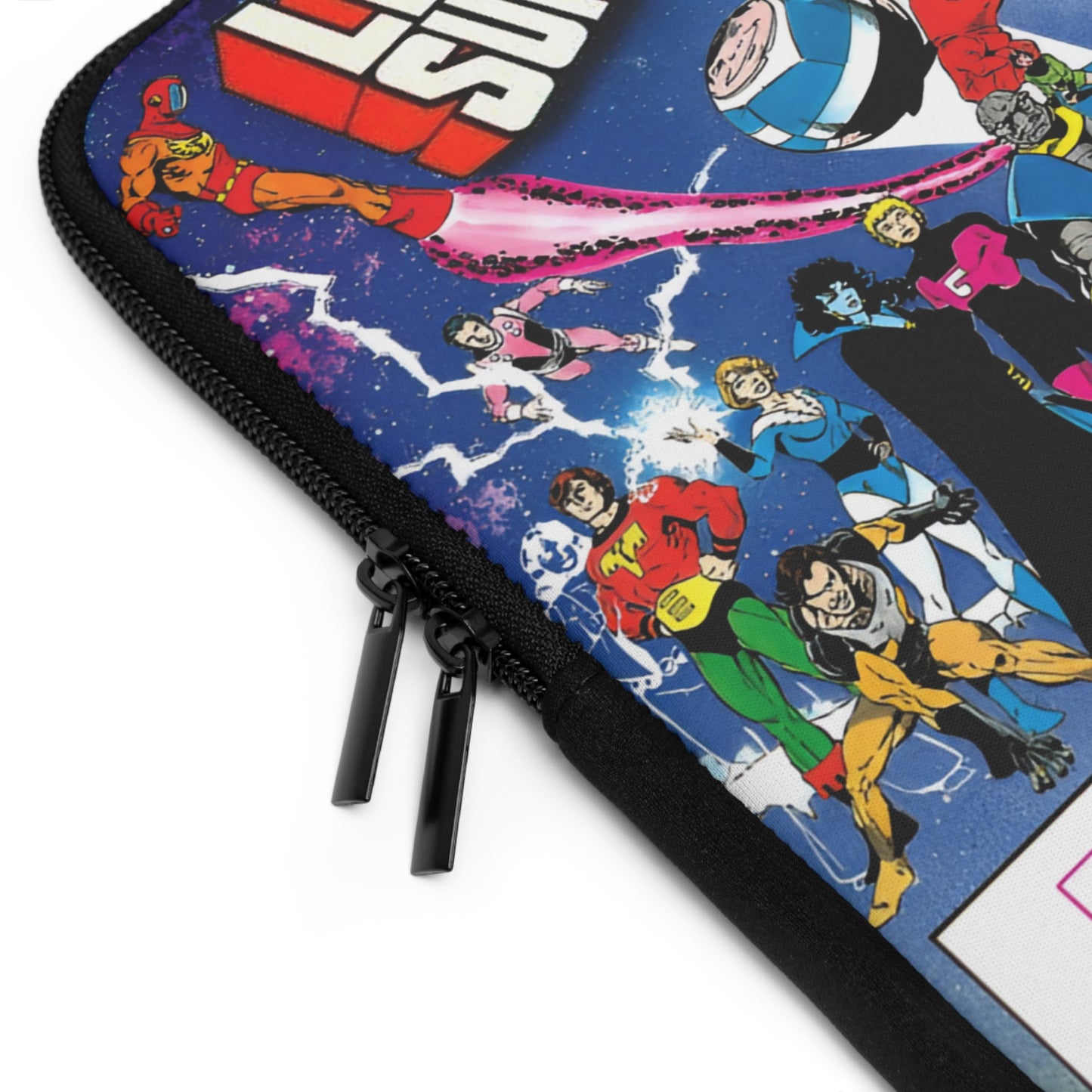 Legion of Super-Heroes Laptop Sleeve (15" or 17") - George Perez Art - DC Comics - Lightning Lad, Cosmic Boy, Timber Wolf, Brainiac 5, Bouncing Boy - History of the DC Universe Art