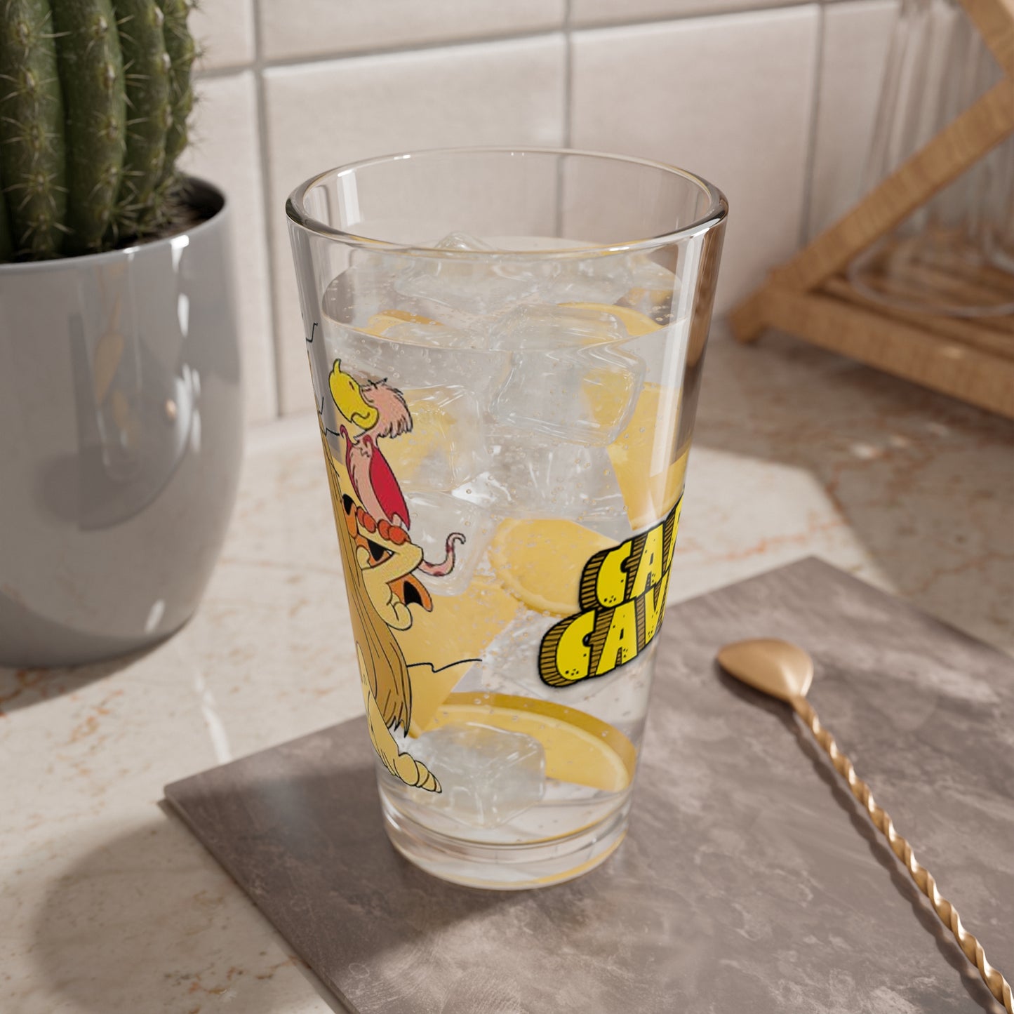 Captain Caveman Pint Glass, 16oz - Hanna-Barbera - Saturday Morning Cartoons - Animated Prehistoric Superhero