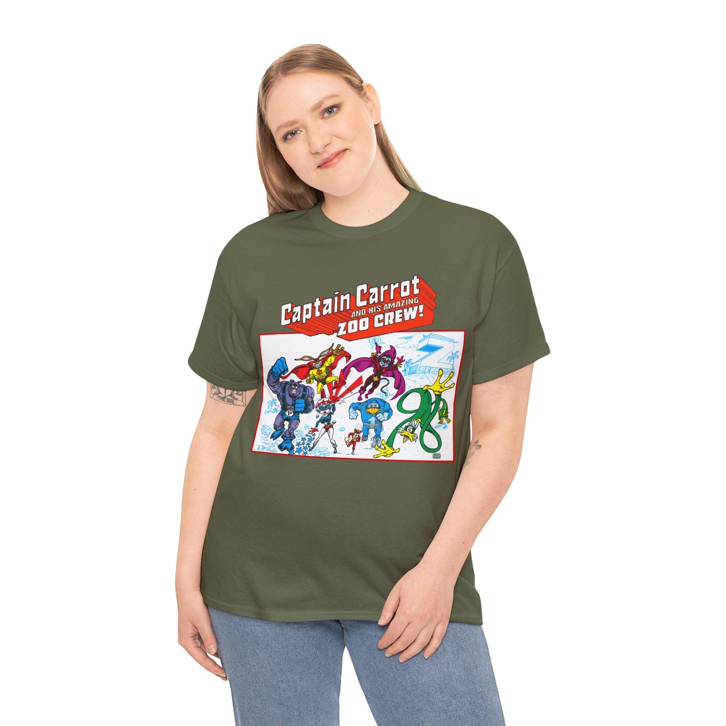 Captain Carrot & His Amazing Zoo Crew T-Shirt - DC Comics Series - Funny Animal Retro 1980s - Pig-Iron, Yankee Poodle, Rubberduck