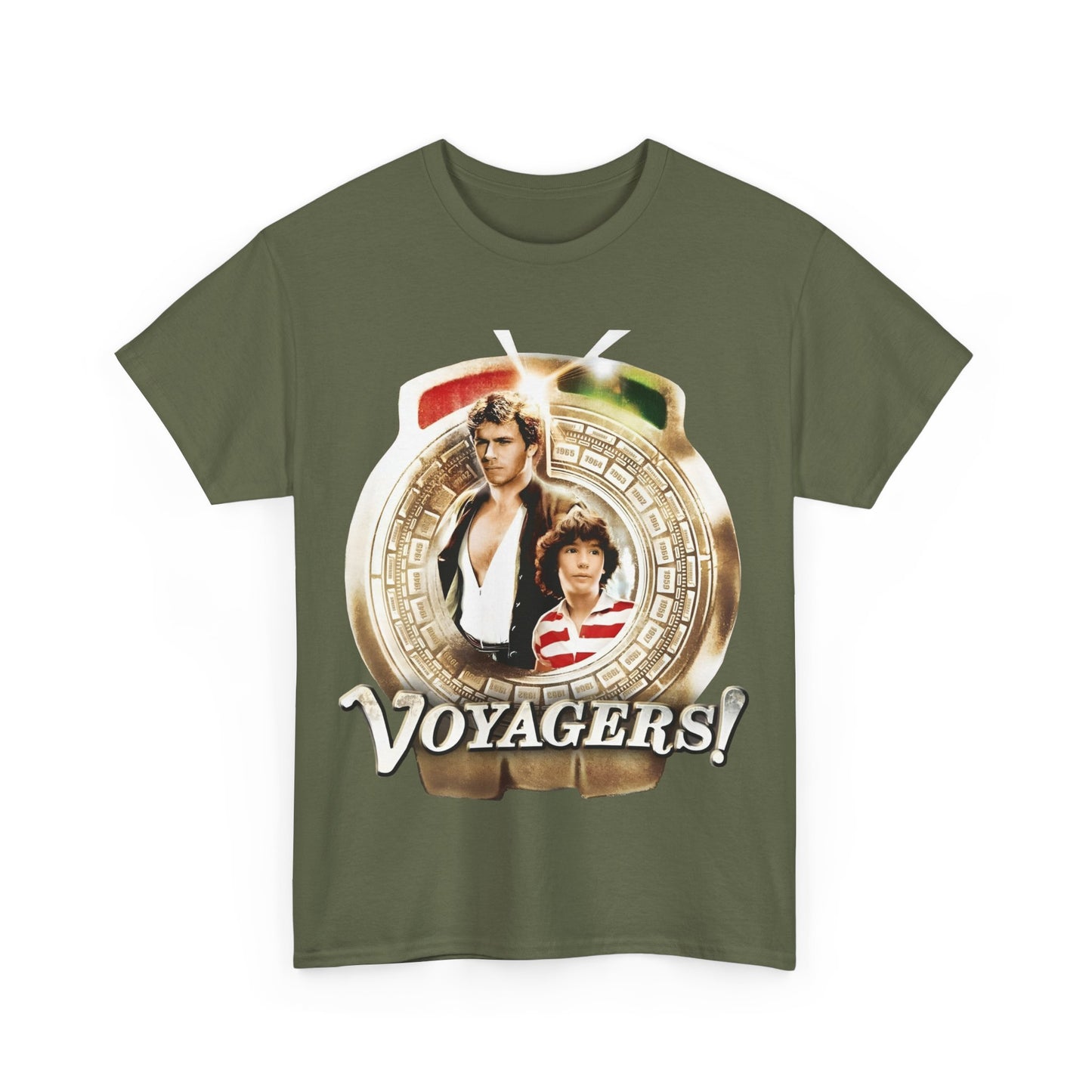 Voyagers T-Shirt - Jon-Erik Hexum, Meeno Peluce - Omni - Popular 1980s Time Travel TV Show - Cult Classic