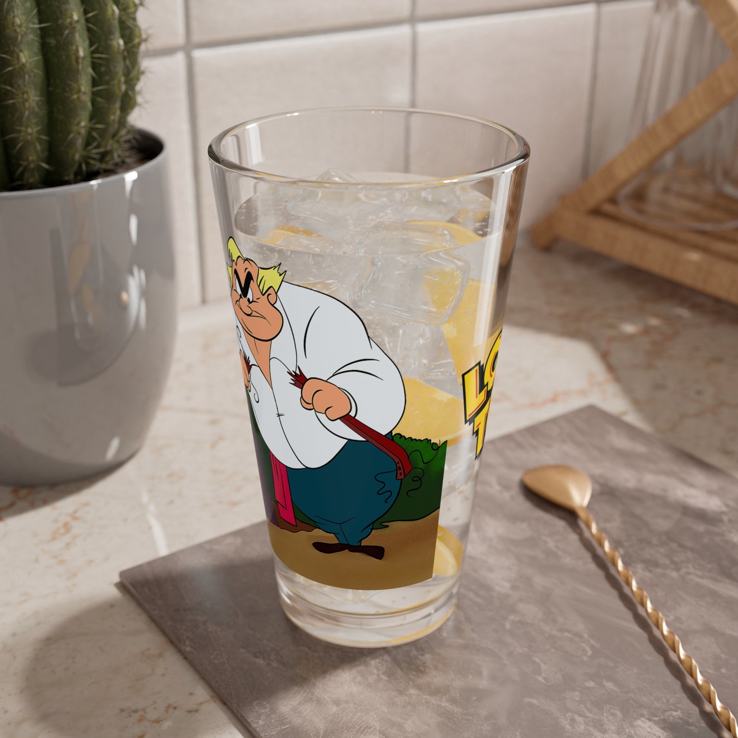 Bugs Bunny & Giovanni Jones Pint Glass, 16oz - Long-Haired Hare - Looney Tunes TV Cartoon - WB Bugs Foe
