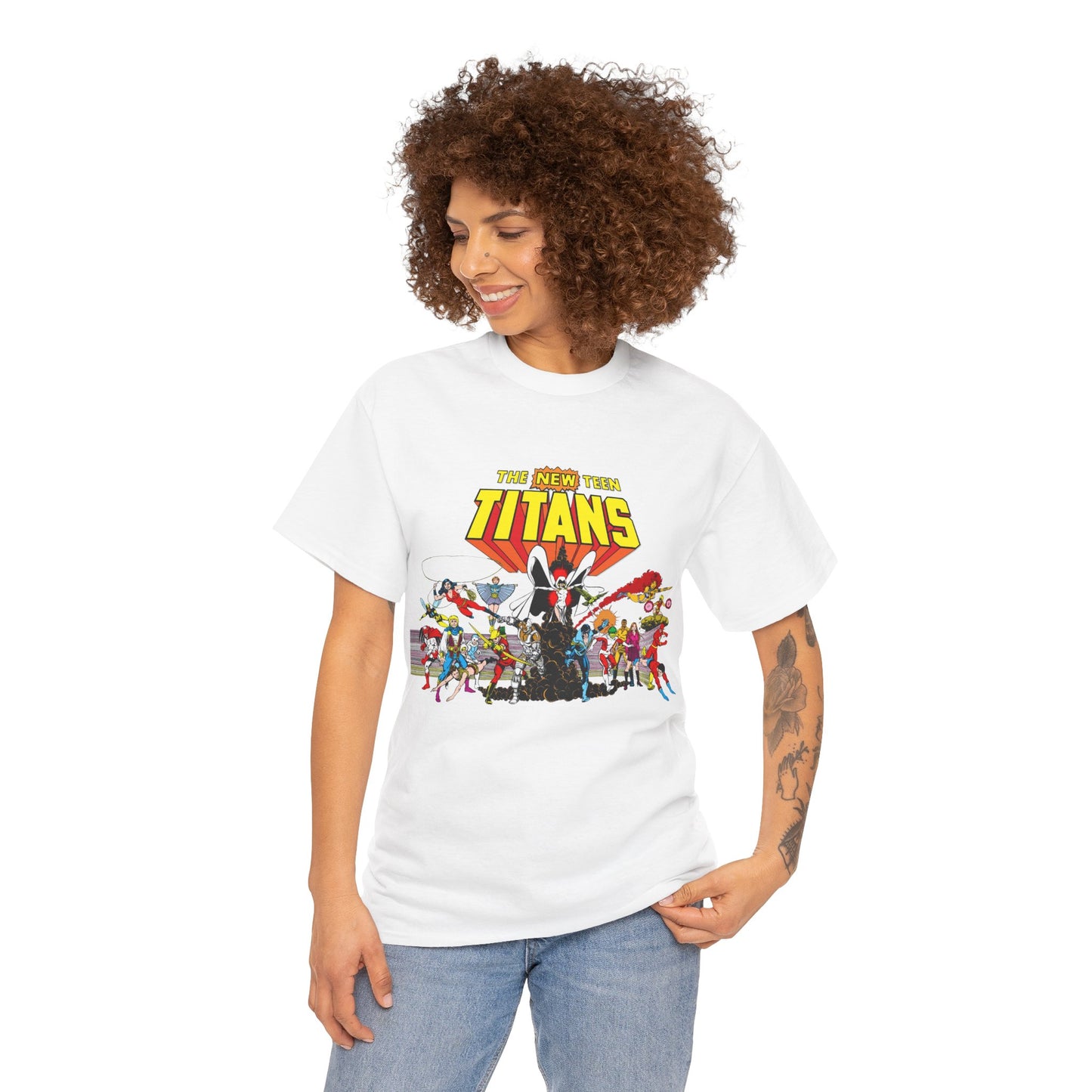 New Teen Titans T-Shirt - George Perez Art - Nightwing, Starfire, Cyborg, Speedy, Bumblebee, Hawk, Dove, Speedy, Wonder Girl, Terra, Lilith - DC Comics