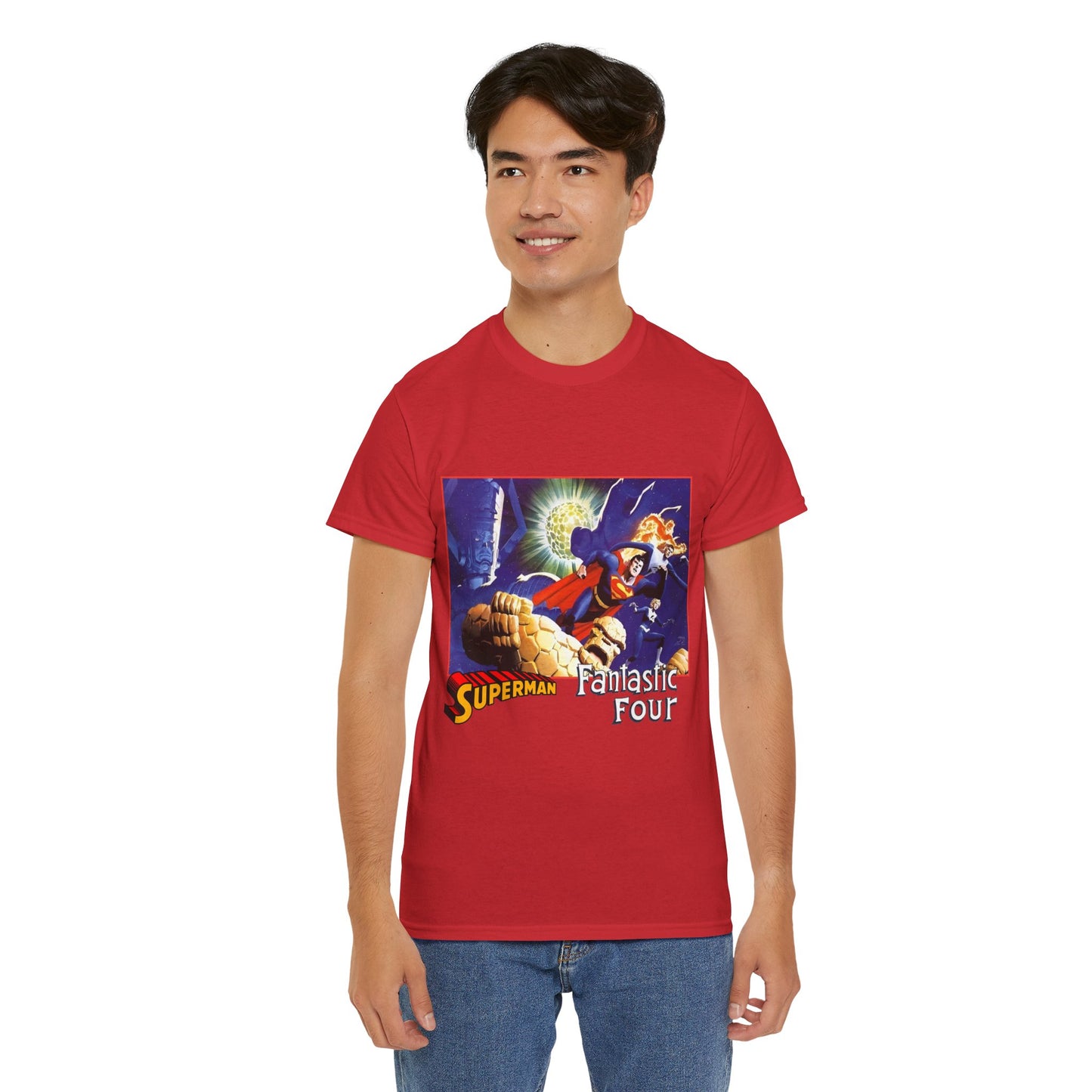 Superman & Fantastic Four T-Shirt - Marvel, DC Comics - Alex Ross, Dan Jurgens - 1990s Crossover Vs Galactus