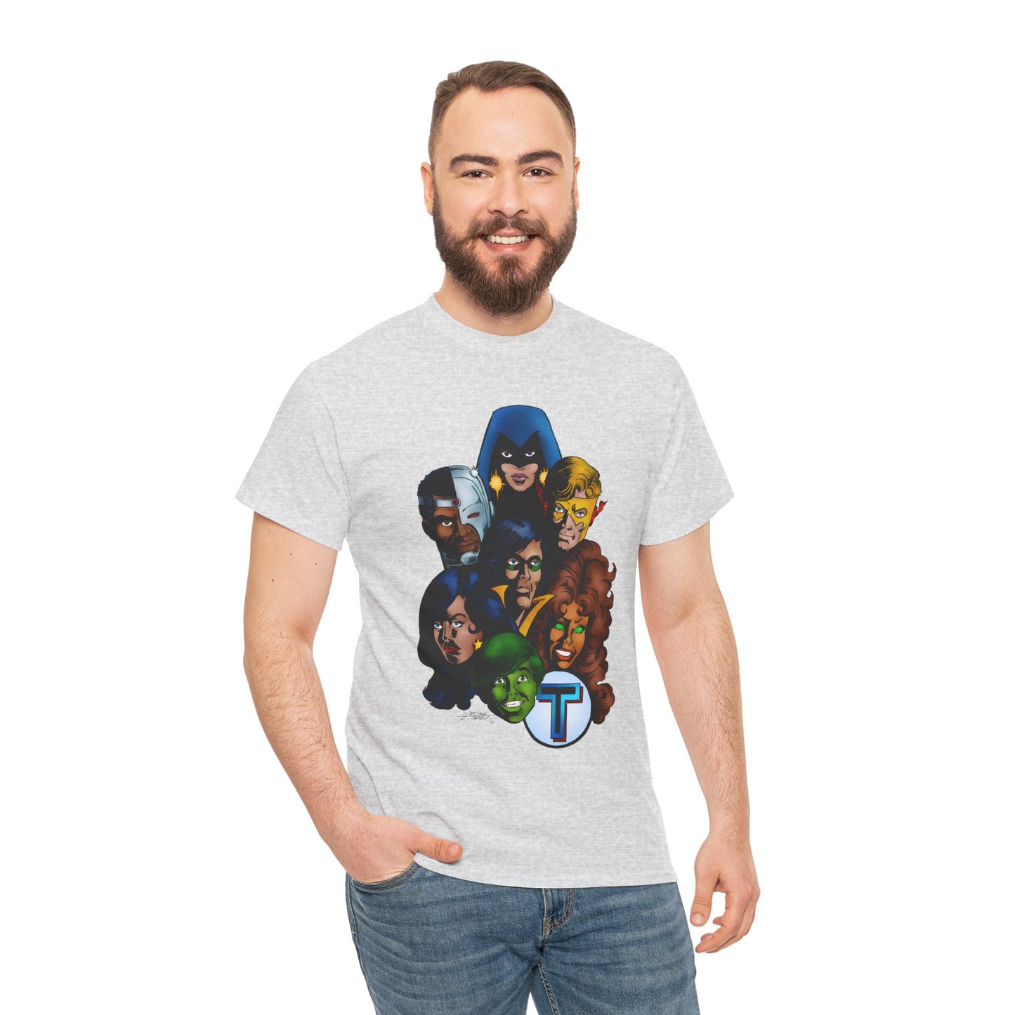 New Teen Titans T-Shirt - George Perez Art - Robin, Wonder Girl, Cyborg, Raven, Starfire, Kid Flash - DC Comics