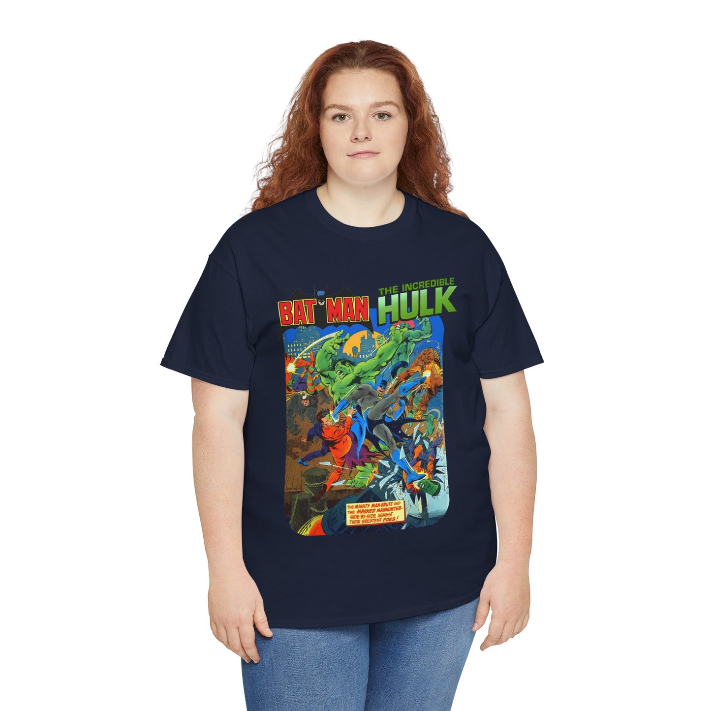 Batman & Incredible Hulk T-Shirt - DC/Marvel Comics 1970s Team-Up - Two-Face & Leader - Retro Art