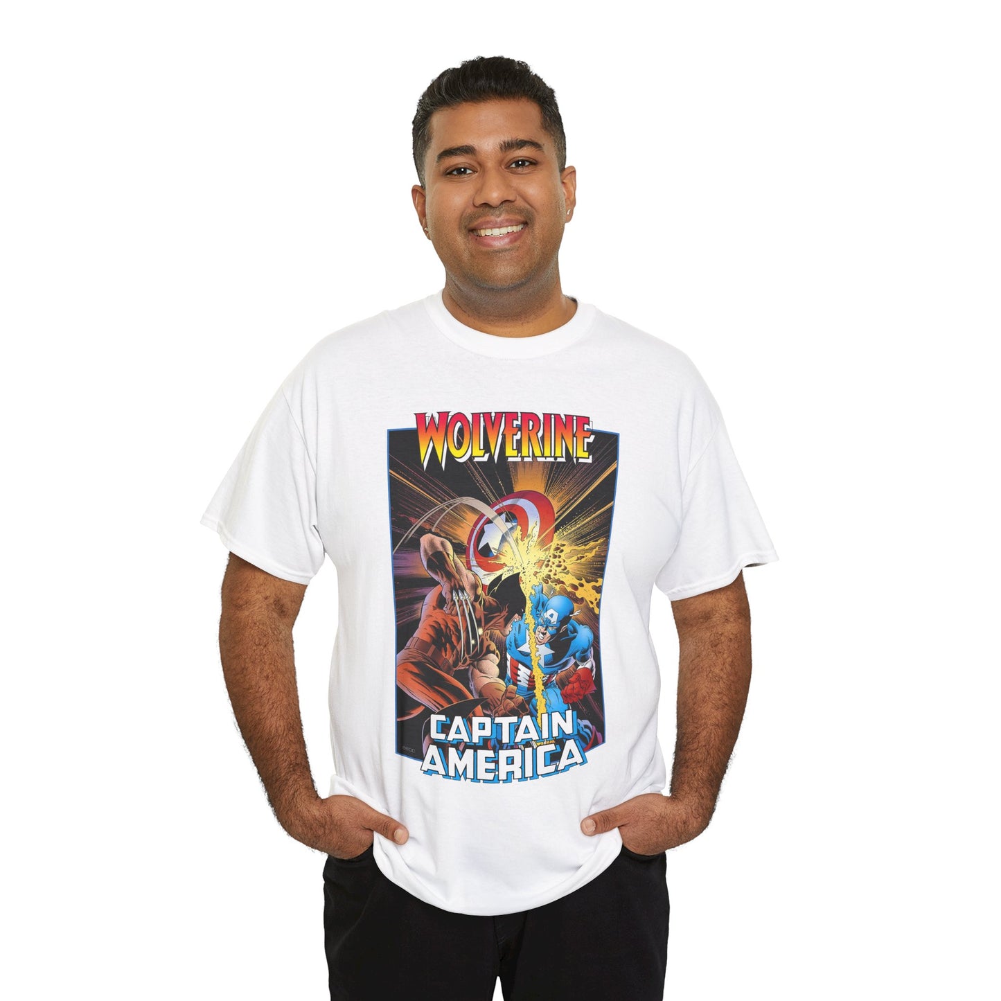 Wolverine Vs Captain America T-Shirt - Mike Zeck Classic Art - Marvel Comics