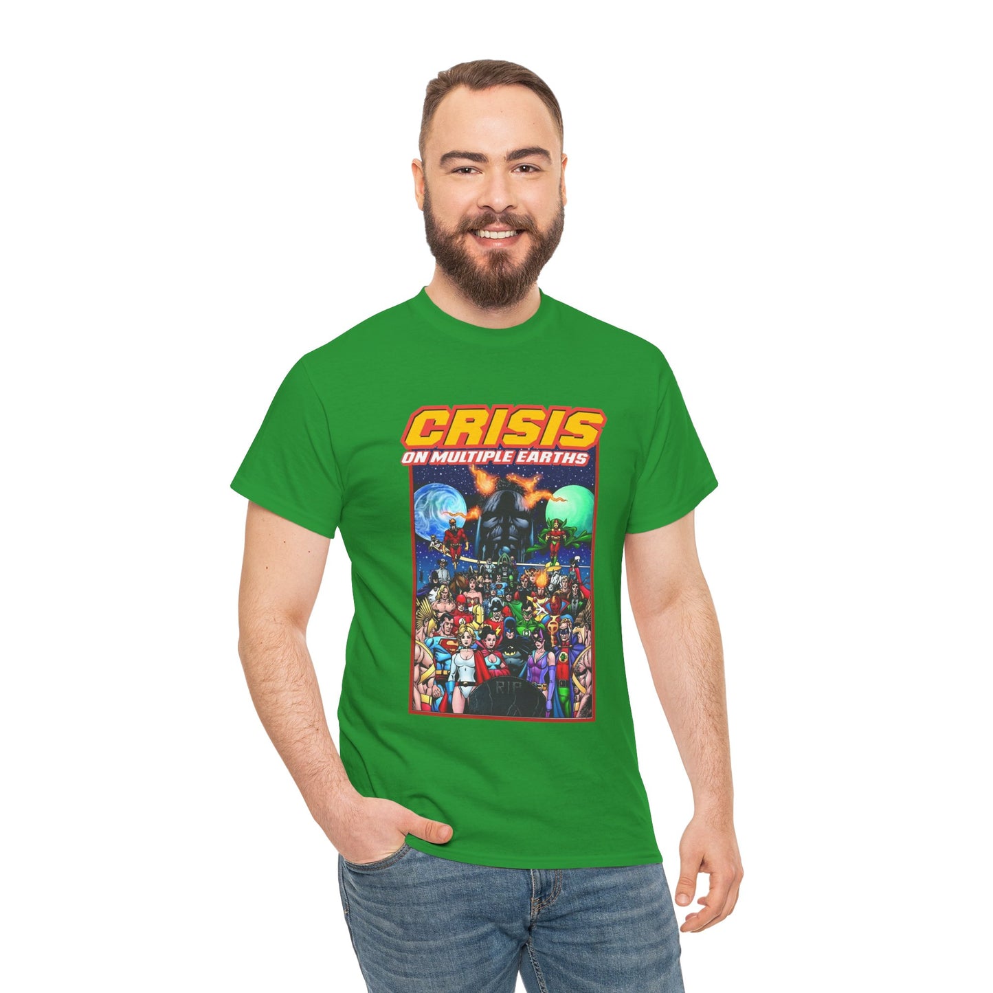 Crisis on Multiple Earths T-Shirt - George Perez Art - JSA & JLA Team-ups - Superman, Batman, Zatanna, Huntress, Power Girl, Hawkman, New Gods, Darkseid - DC Comics