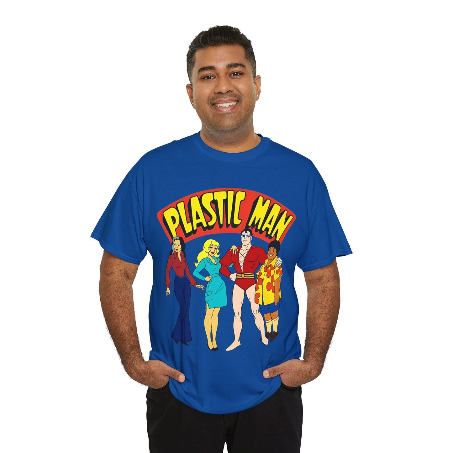 Plastic Man T-Shirt - Penny, Hula-Hula - Ruby-Spears Saturday Morning Cartoon 1980s - DC Comics Character