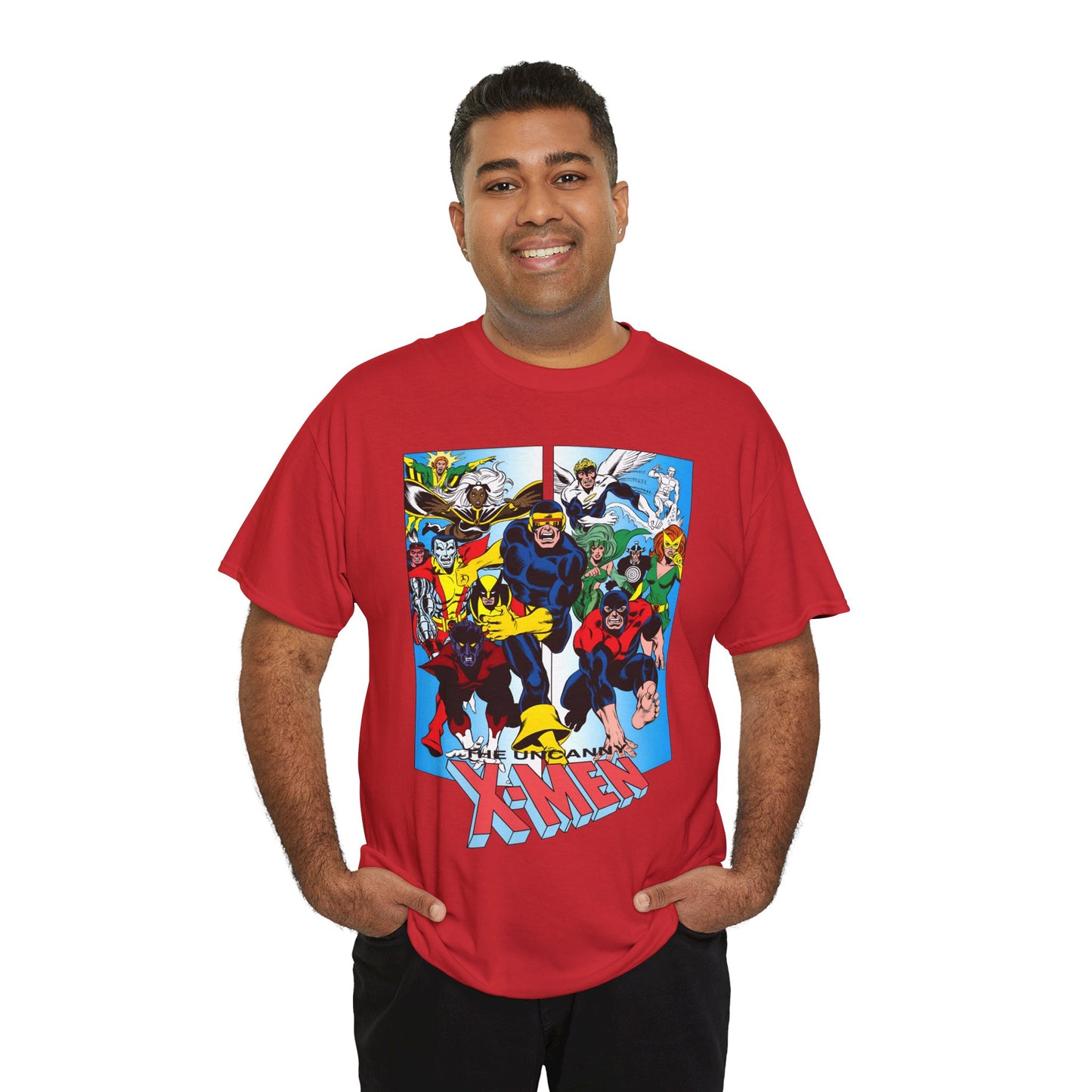 Uncanny X-Men T-Shirt - Classic Dave Cockrum Art - Popular Marvel Comics Series - Wolverine, Storm, Cyclops, Nightcrawler, Jean Grey, Iceman, Banshee, Beast
