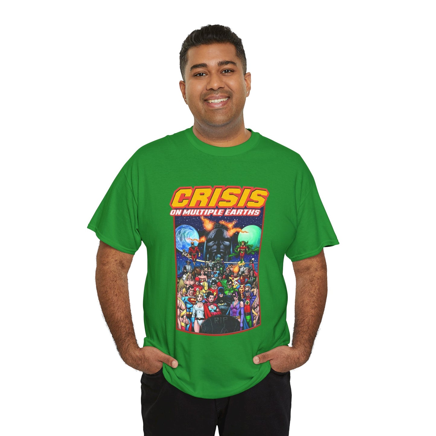 Crisis on Multiple Earths T-Shirt - George Perez Art - JSA & JLA Team-ups - Superman, Batman, Zatanna, Huntress, Power Girl, Hawkman, New Gods, Darkseid - DC Comics