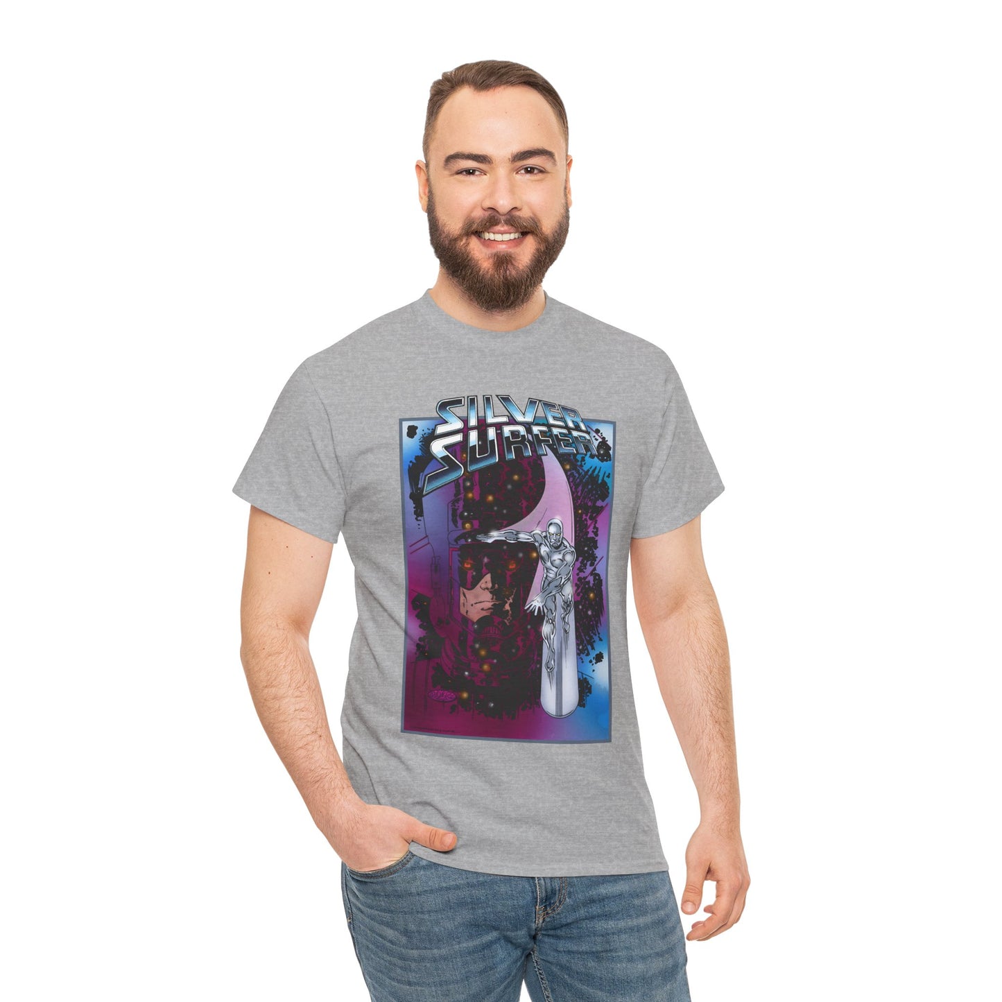 Silver Surfer & Galactus T-Shirt - John Byrne Art - Fantastic Four Connection - Former Herald, Norrin Radd - Marvel Comics