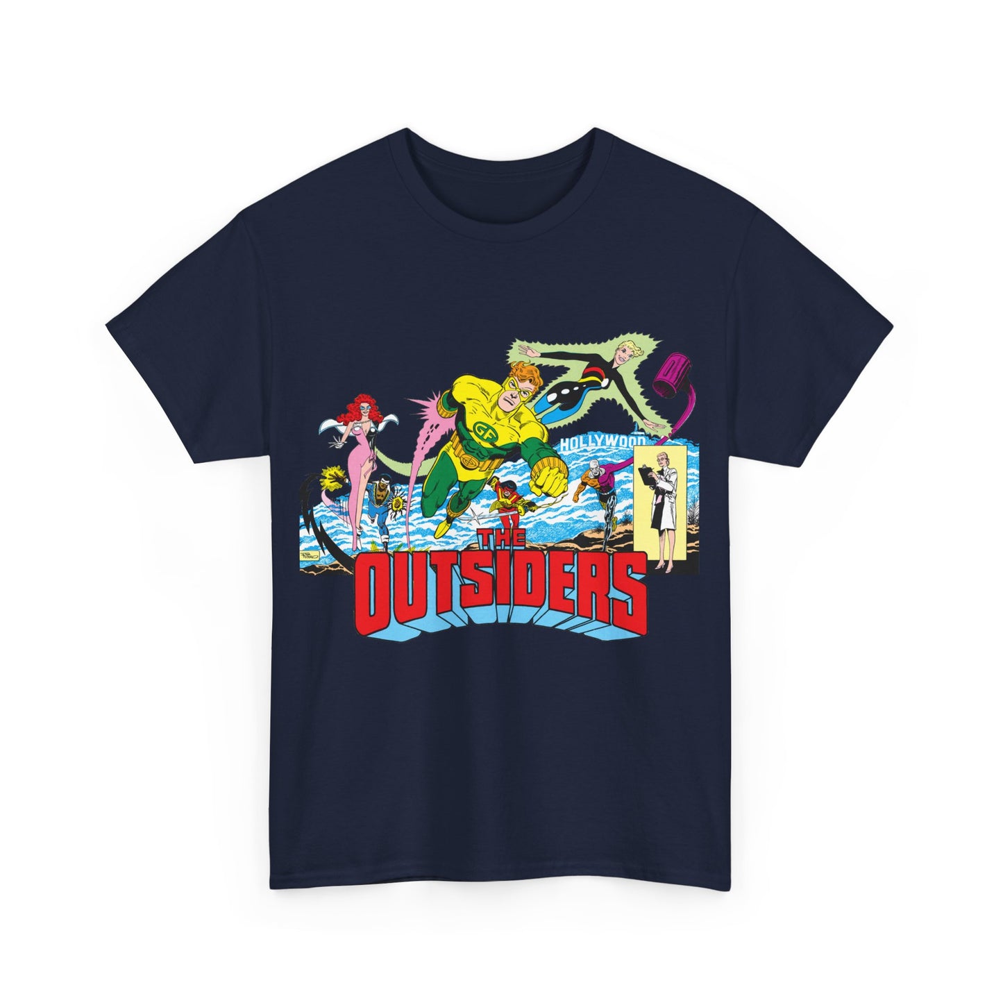 Outsiders T-Shirt - Amazing Jim Aparo Art - Black Lightning, Geo-Force, Katana, Metamorpho, Looker, Halo - DC Comics