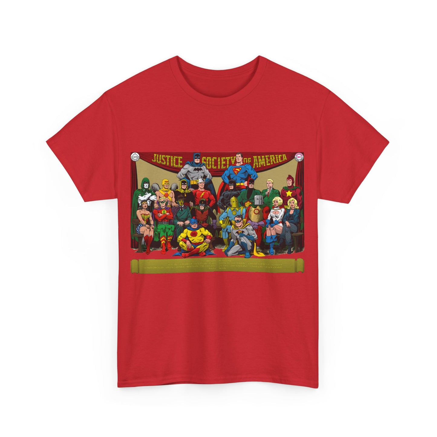JSA T-Shirt - Sandman, Starman, Atom, Dr Fate, Mr Terrific, Flash, Green Lantern - DC Comics - Justice Society of America - Golden Age