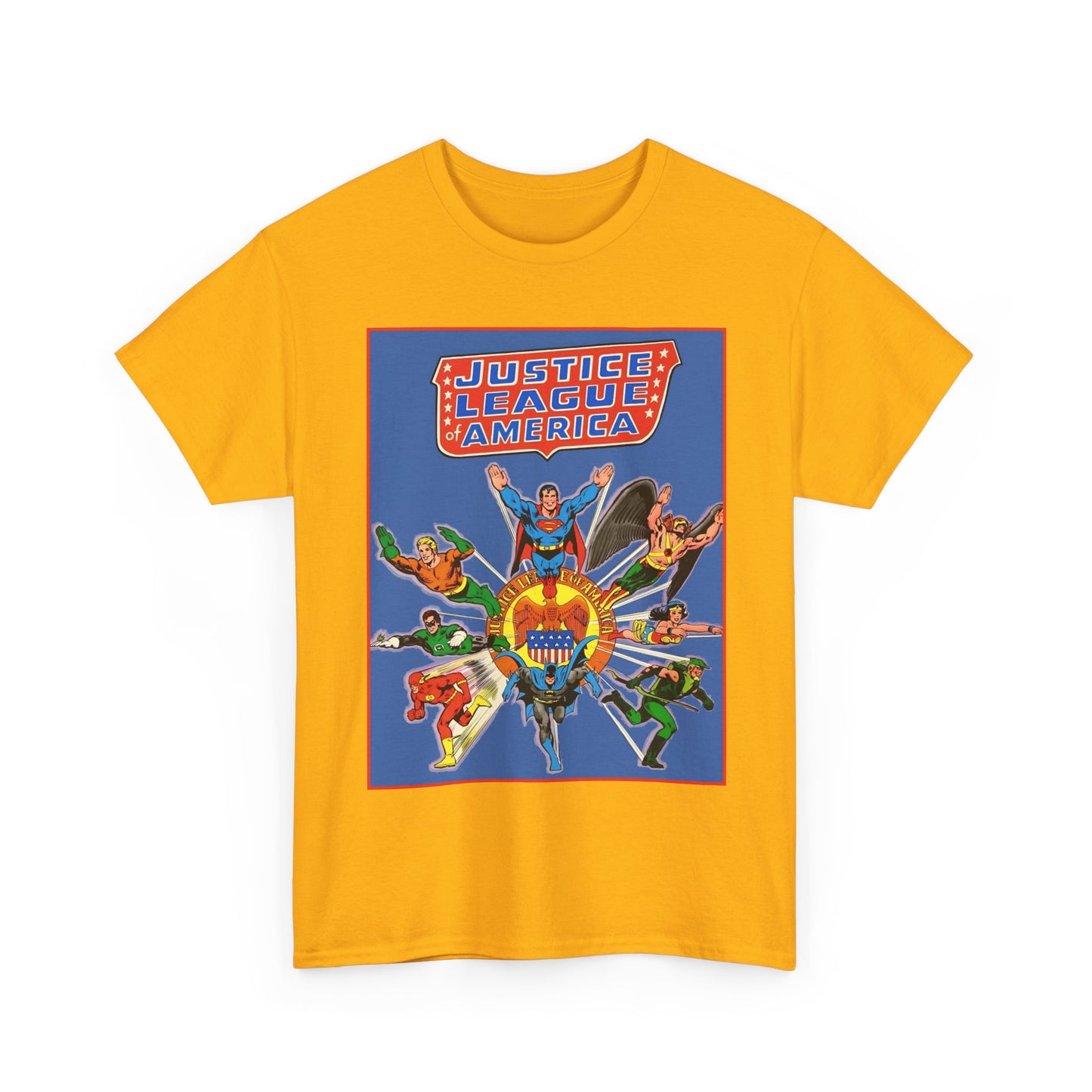 Justice League Treasury Edition T-Shirt - Superman, Wonder Woman, Flash, Hawkman, Batman, Green Arrow, Green Lantern - DC Comics