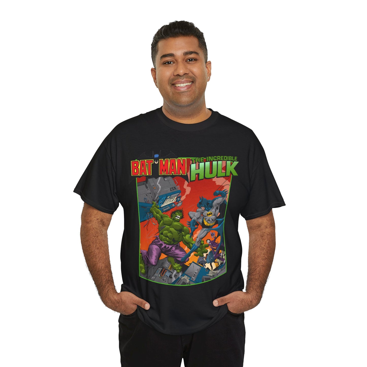 Batman Vs Incredible Hulk T-Shirt - DC Comics & Marvel - Joker - 1970s Team-Up