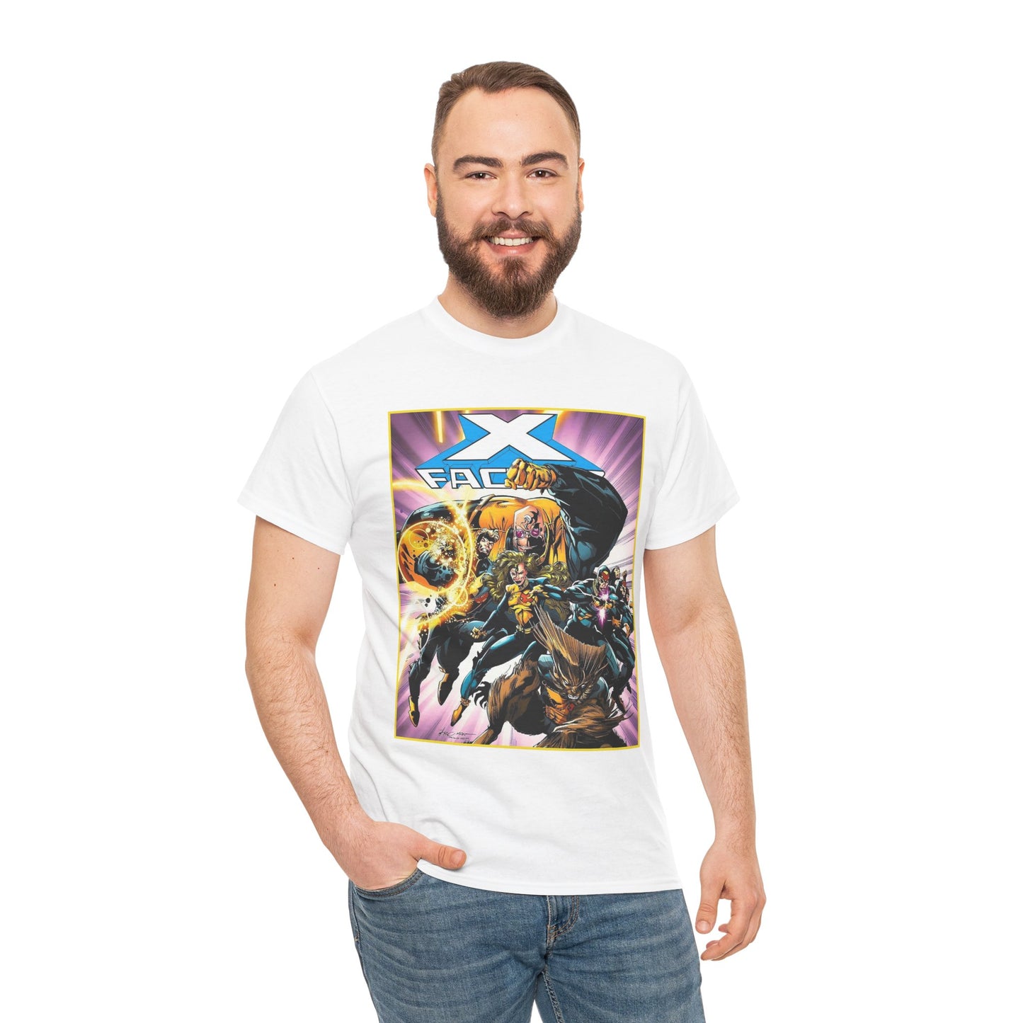 X-Factor T-Shirt - Larry Stroman Art - Polaris, Havok, Strong Guy, Jamie Madrox - X-Men Spin-Off - Mutant Heroes - Marvel Comics