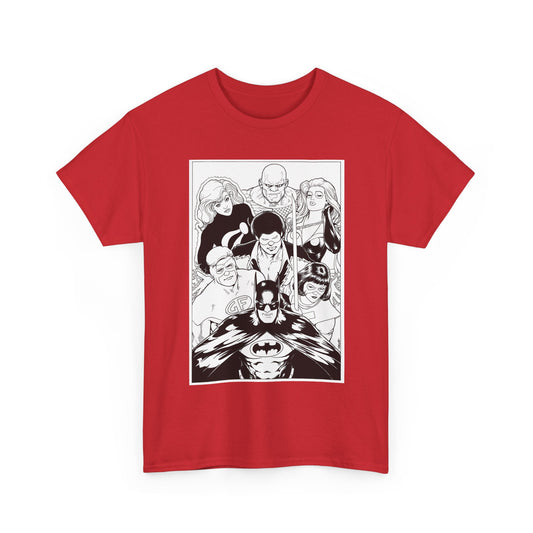 Batman & the Outsiders T-Shirt - Kevin Maguire Art - Black & White - Black Lightning, Metamorpho, Halo, Looker, Katana, Geo-Force - DC Comics
