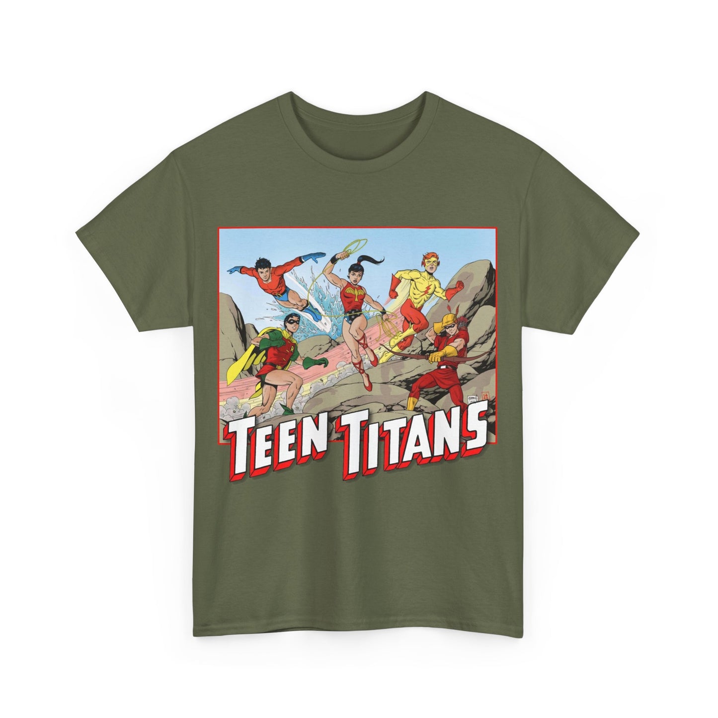 Teen Titans T-Shirt - Tom Grummett Art - Robin, Wonder Girl, Kid Flash, Speedy, Aqualad - DC Comics