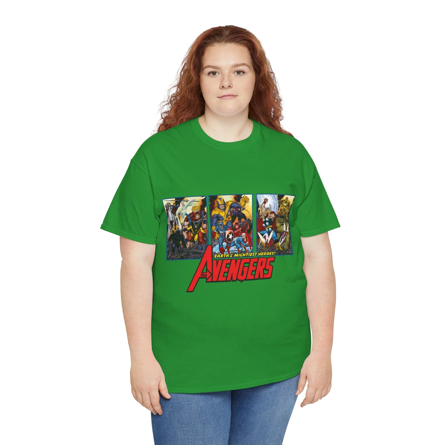 Avengers T-Shirt - John Byrne Art - Thor, Captain America, Iron Man, Hulk, Scarlet Witch, Wasp, Quicksilver, The Black Knight - Marvel Comics