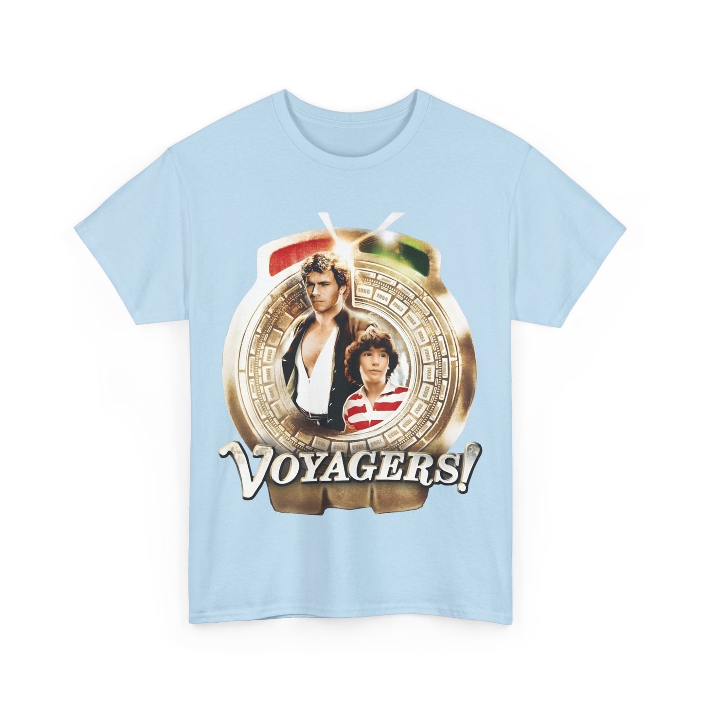 Voyagers T-Shirt - Jon-Erik Hexum, Meeno Peluce - Omni - Popular 1980s Time Travel TV Show - Cult Classic