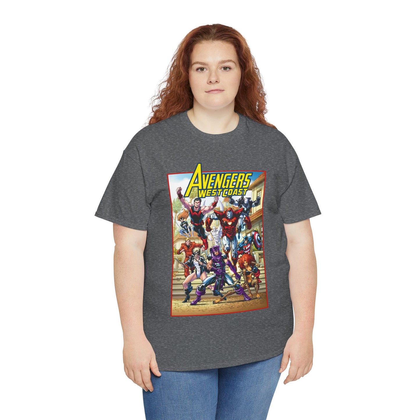West Coast Avengers T-Shirt - Todd Nauck Art - Hawkeye, Iron Man, Wonder Man, Tigra, Vision - Marvel Comics