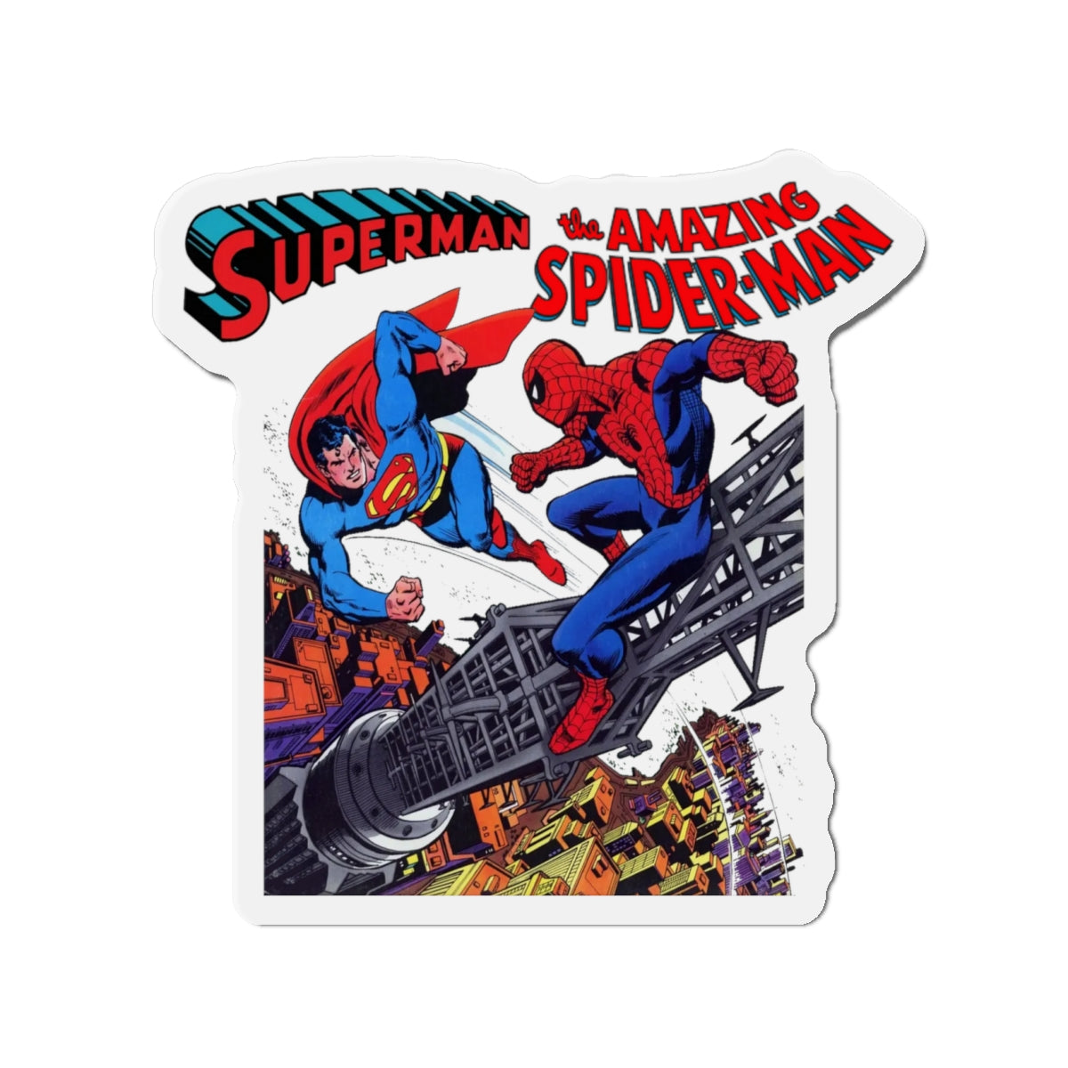 Superman Vs Spider-Man Die-Cut Magnet - DC Comics/Marvel Comics 1970s Crossover - Clark Kent & Peter Parker - 3", 4", 5", 6"