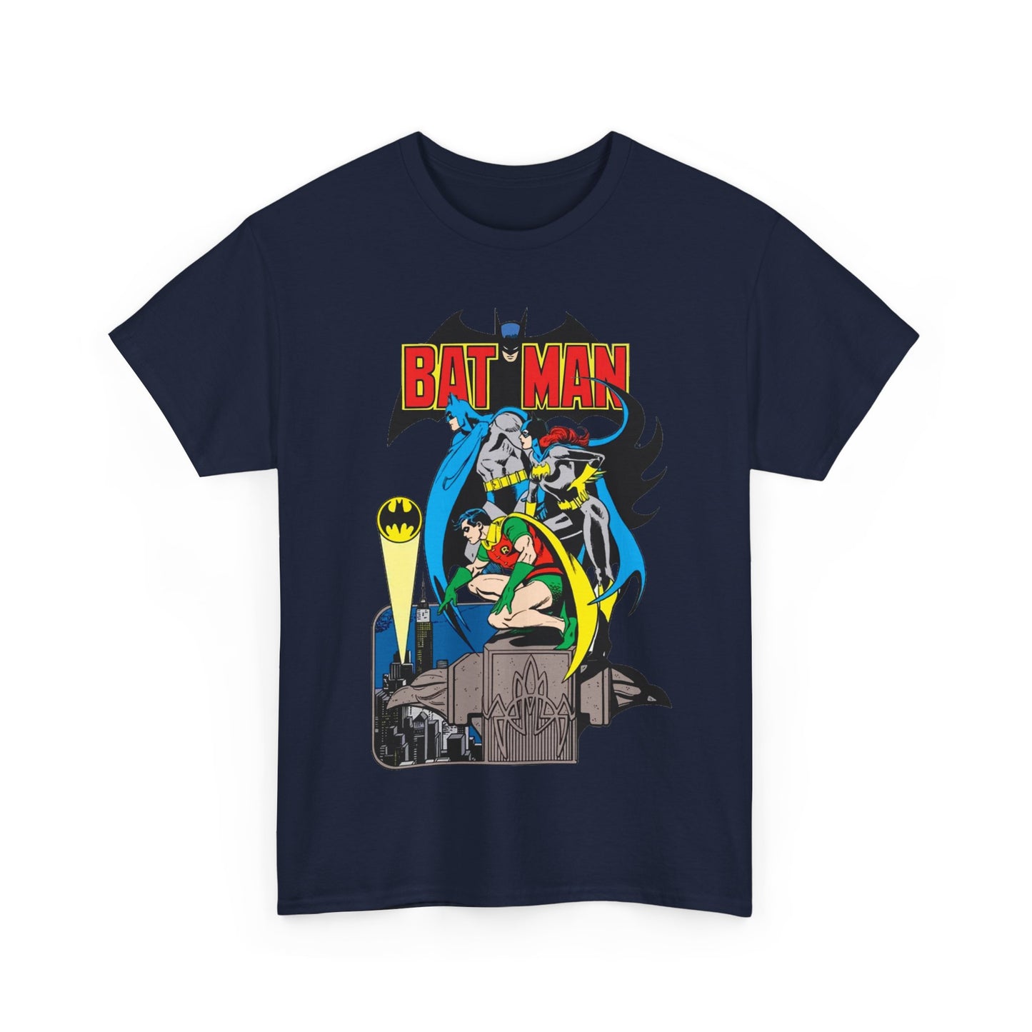 Batman, Robin & Batgirl T-Shirt - José Luis García-López Art - DC Comics Style Guide - 1970s Retro Art - Gotham City - Bat Signal
