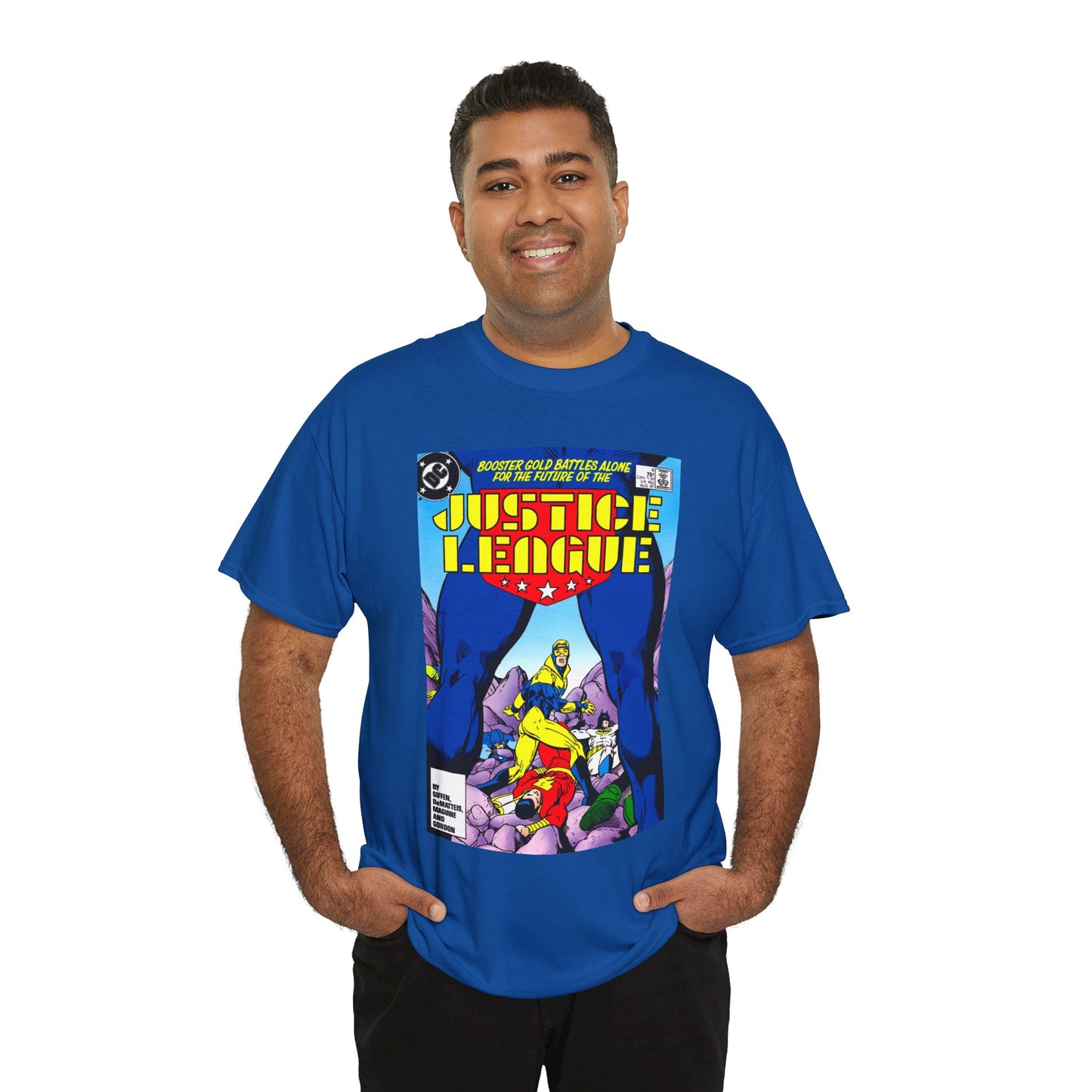 Justice League T-Shirt - Kevin Maguire Art - Booster Gold - DC Comics