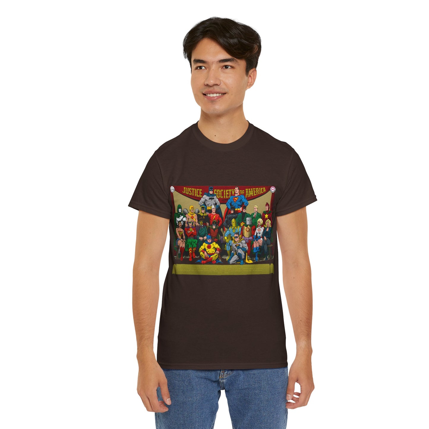 JSA T-Shirt - Sandman, Starman, Atom, Dr Fate, Mr Terrific, Flash, Green Lantern - DC Comics - Justice Society of America - Golden Age