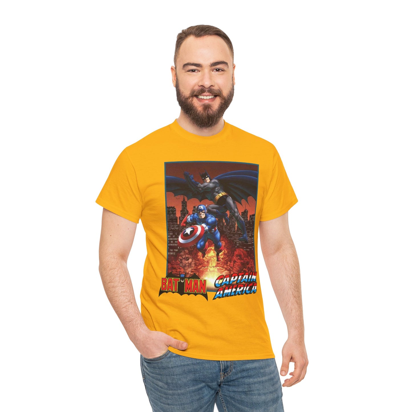 Batman & Captain America T-Shirt - John Byrne Art - Joker & Red Skull - Marvel & DC Comics Crossover Art