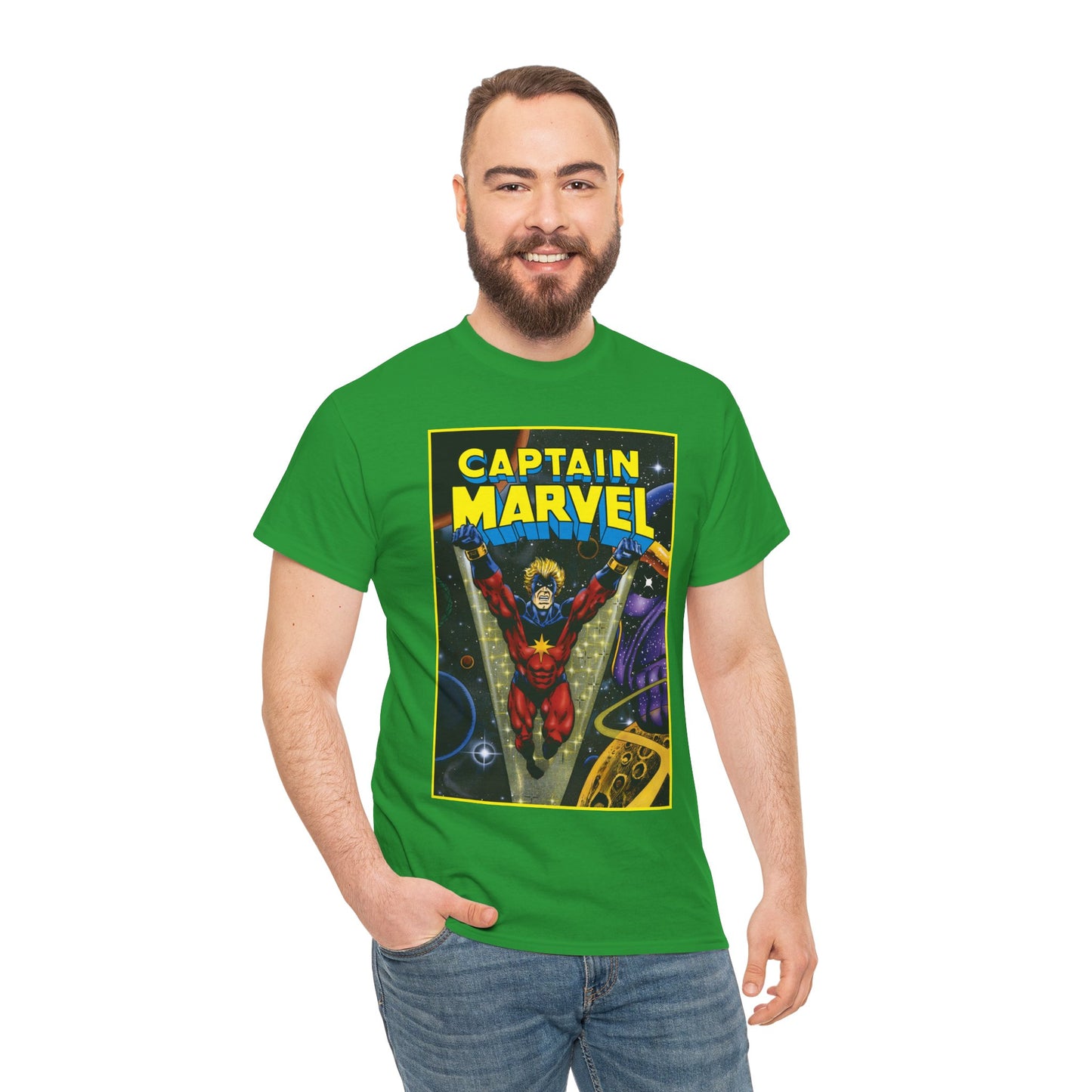 Captain Marvel T-Shirt - Mar-Vell - Thanos - Jim Starlin Art - 1970s Cosmic Superhero - Marvel Comics
