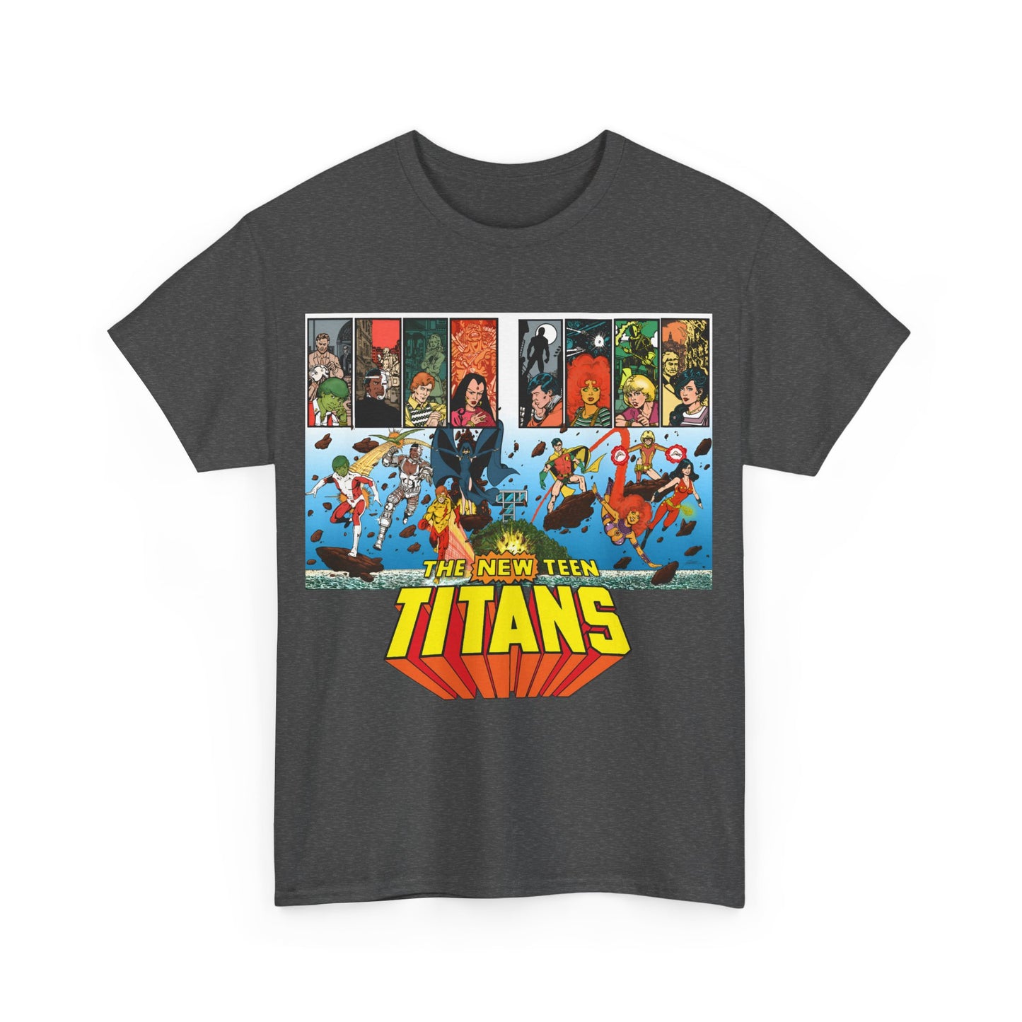 New Teen Titans T-Shirt - George Perez Art - Robin, Wonder Girl, Cyborg, Raven, Starfire, Kid Flash - DC Comics