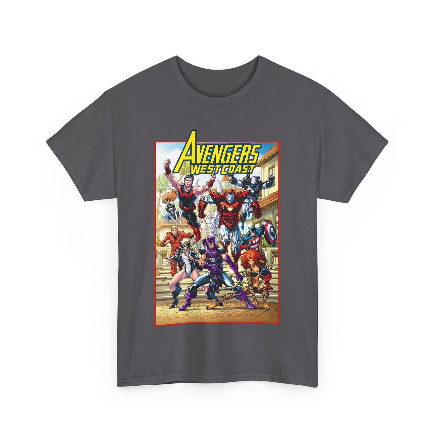 West Coast Avengers T-Shirt - Todd Nauck Art - Hawkeye, Iron Man, Wonder Man, Tigra, Vision - Marvel Comics